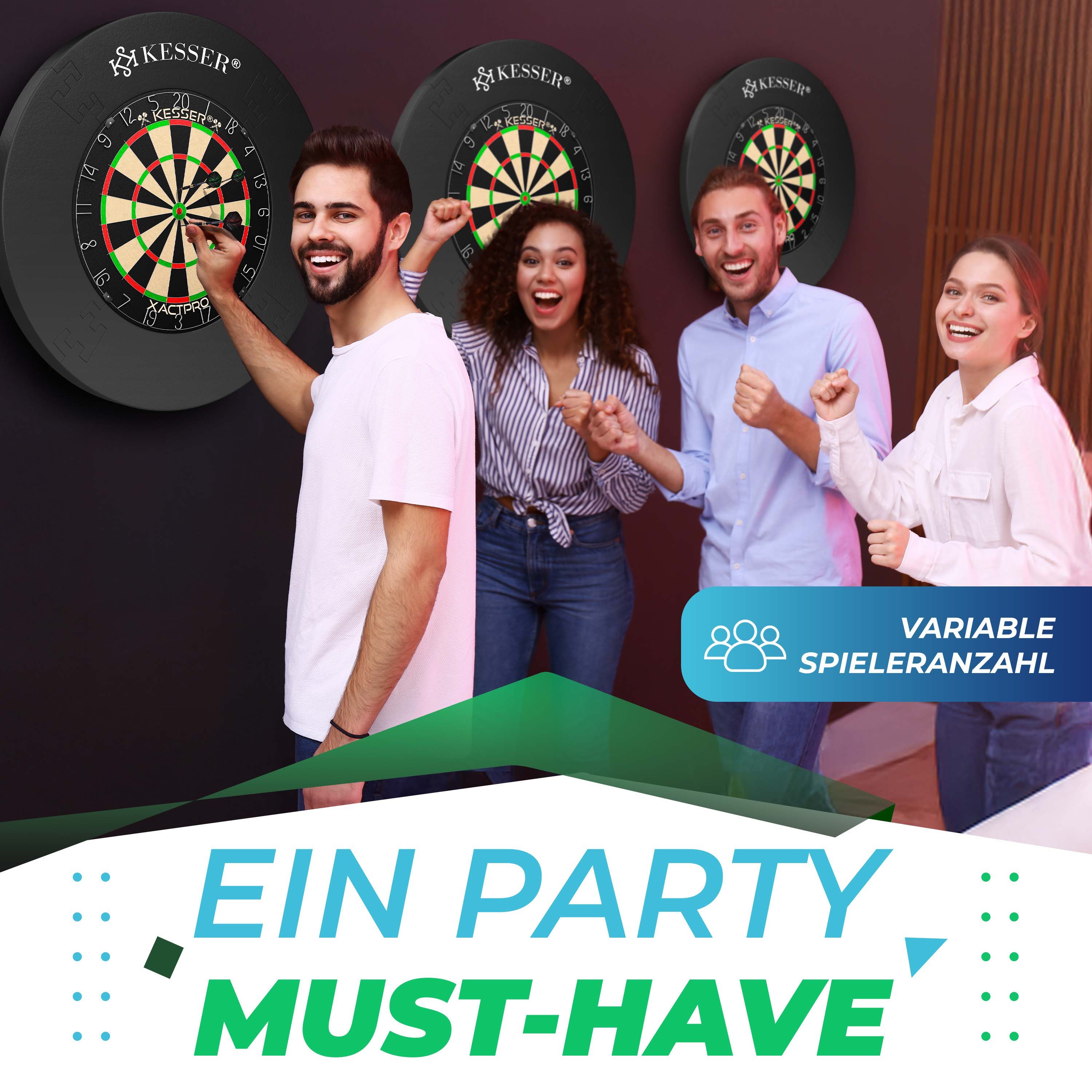 KESSER Dartscheibe Classic 45cm mit 9 Dartpfeilen mit Metallspitze und Wandschutz, Dartscheibe Sisal Professional Dartboard – Bild 2 von 5