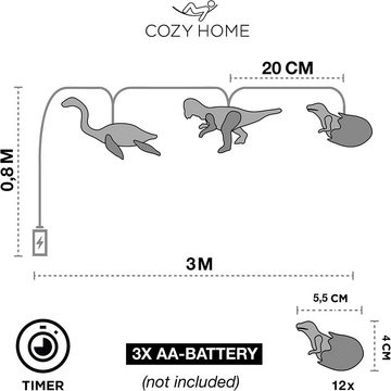 COZY HOME LED-Lichterkette Cozy Home Dino Lichterkette Batterie und Stecker