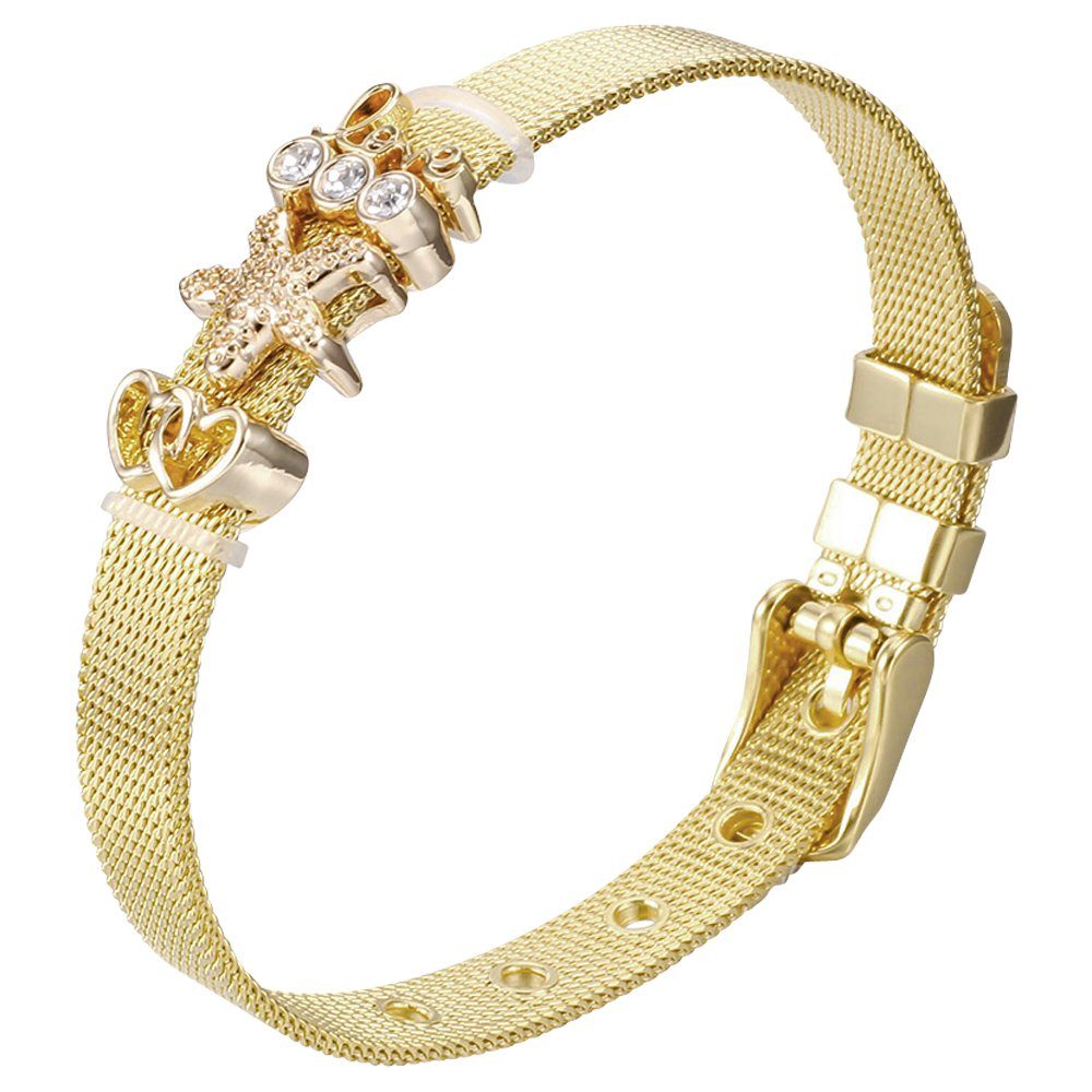 Heideman Armband Milanaise gold (Armband, inkl. Geschenkverpackung), mit verschiedenen Charms "Stern" und "Herzchen"