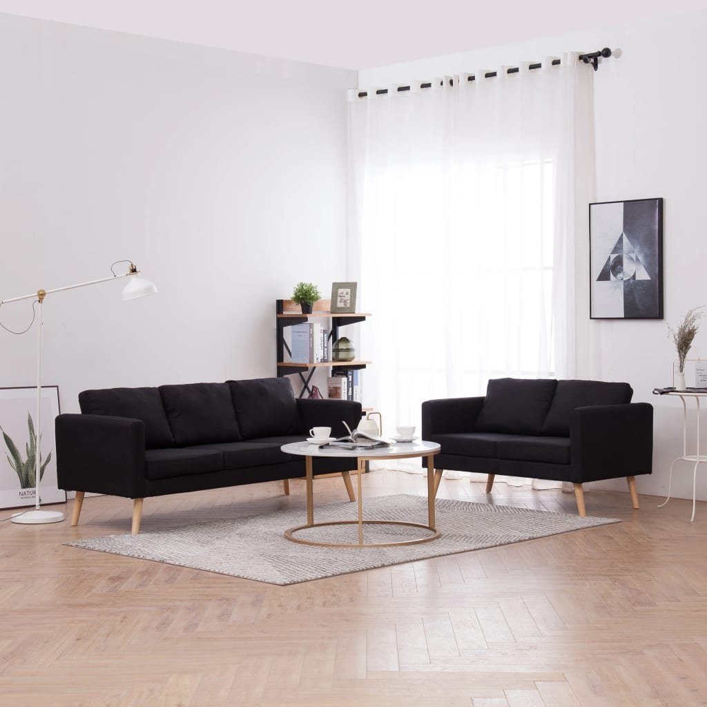 vidaXL 3-Sitzer Sofa Set 2-Sitzer und 3-Sitzer Stoff Schwarz