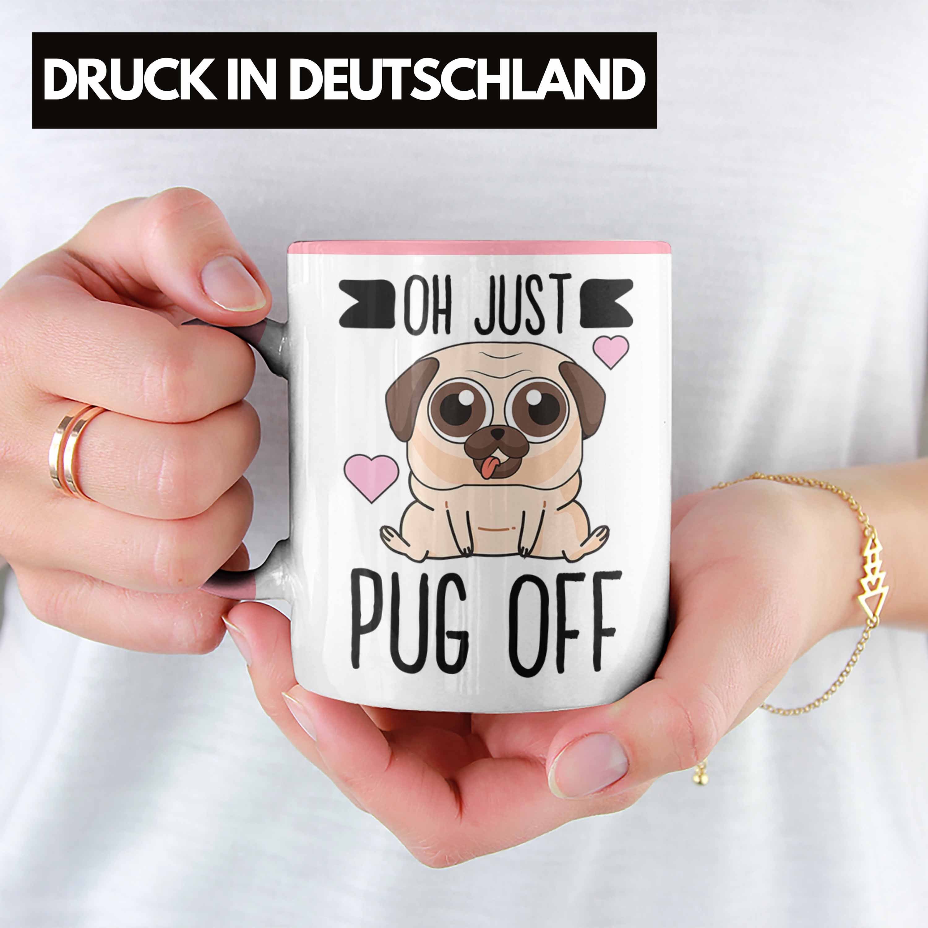 Oh Trendation für Tasse - Kaffeetasse für Hundeliebhaber Kollegin Trendation Frauen Lustige mit Pug Tasse Rosa Sprüchen Off Just