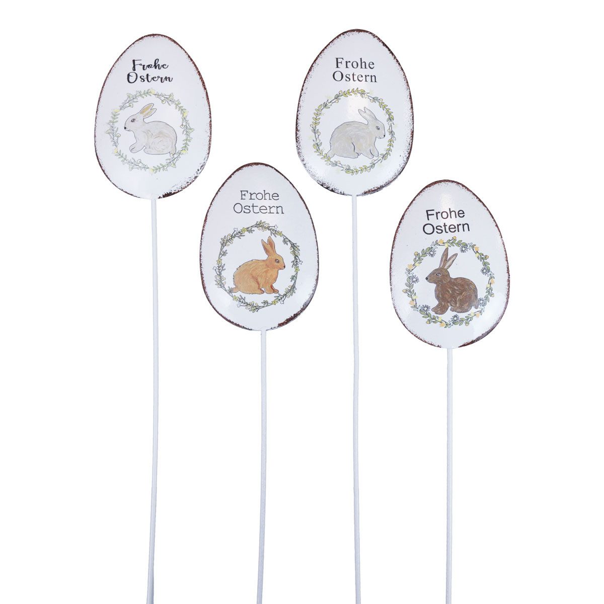 Viana Osterei Osterdeko Metall Blumenstecker mit Hase für Tischdeko und Pflanzen