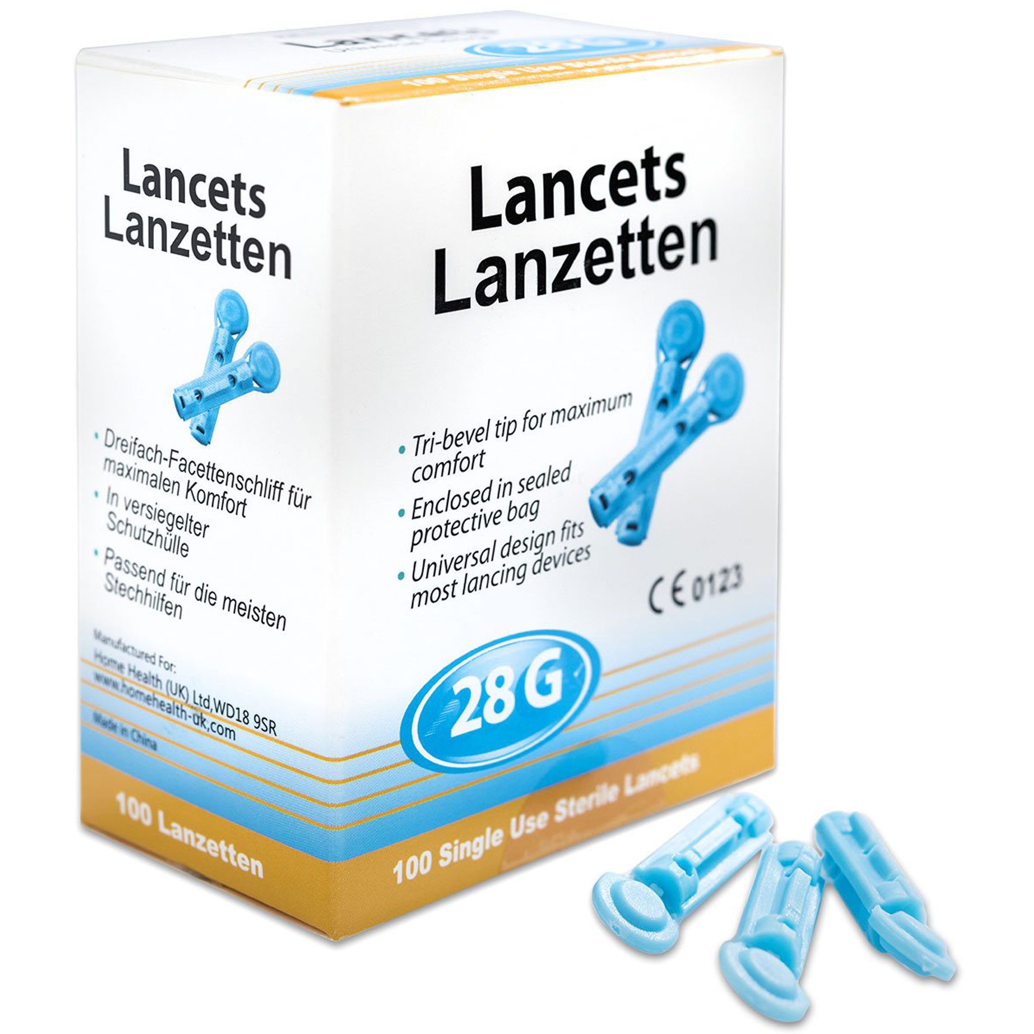 Lanzetten steril, 28 G, kompatibel u.a. zu Stechhilfe von Medisana, Accu Chek