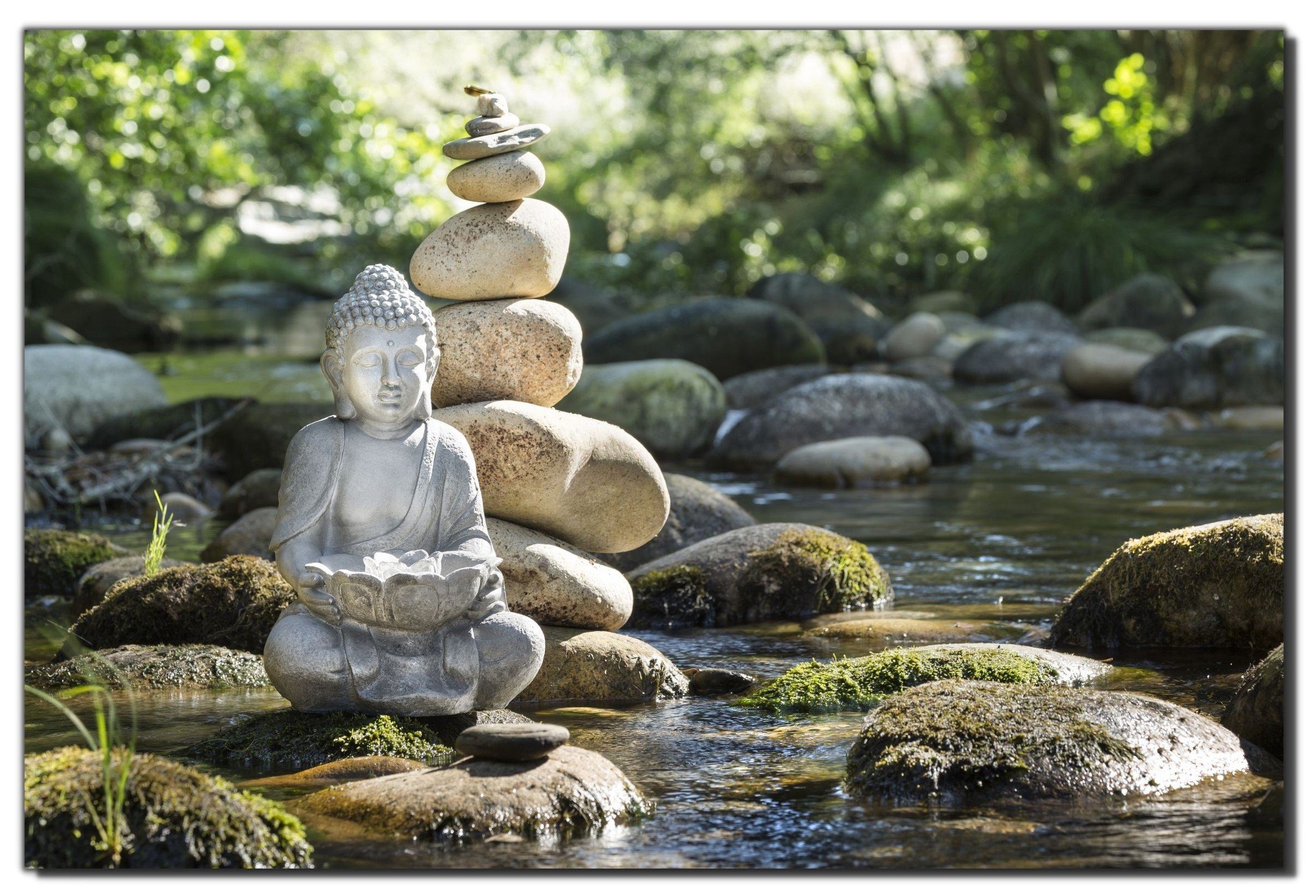 Wandbild Buddha, Steine, Buddha Religion, 30x45 cm, Leinwandbild in Leinwand (Zenith) Victor Religion