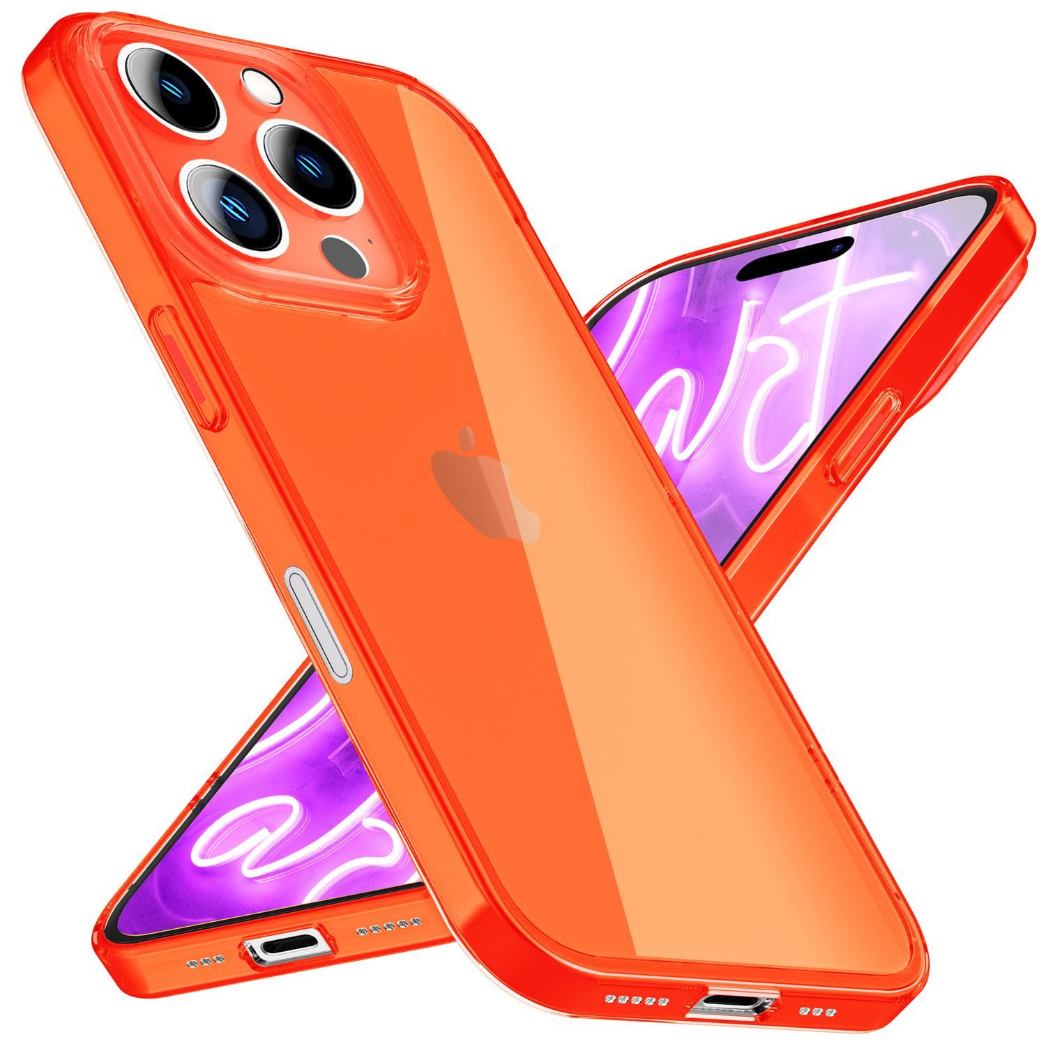 Nalia Smartphone-Hülle Apple iPhone 16 Pro 16 cm (6,3 Zoll), Klare Neon Silikon Hülle / Bunt / Durchsichtig Transparent / Slim Case