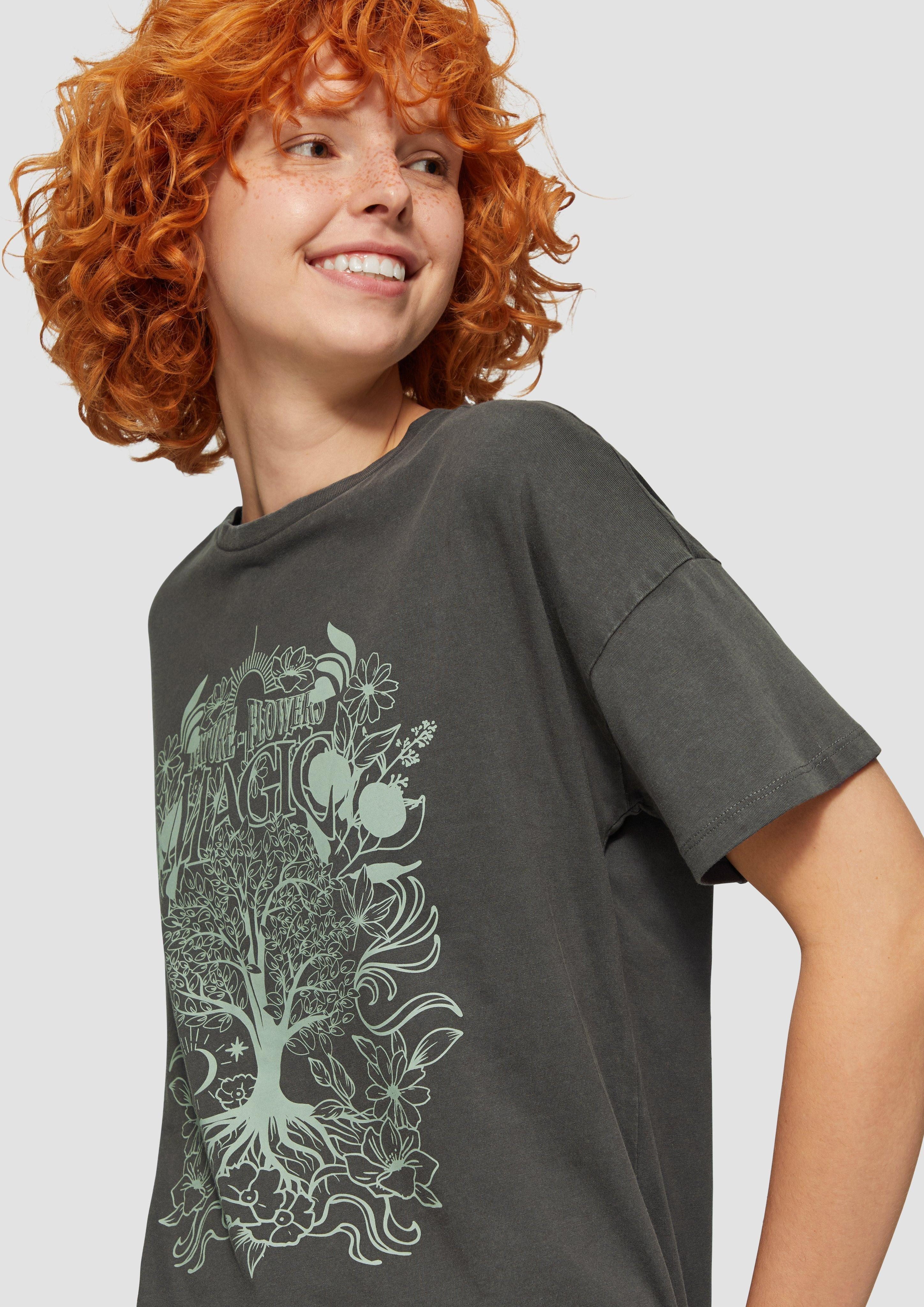 QS Kurzarmshirt Lockeres Print-Shirt mit Garment günstig online kaufen