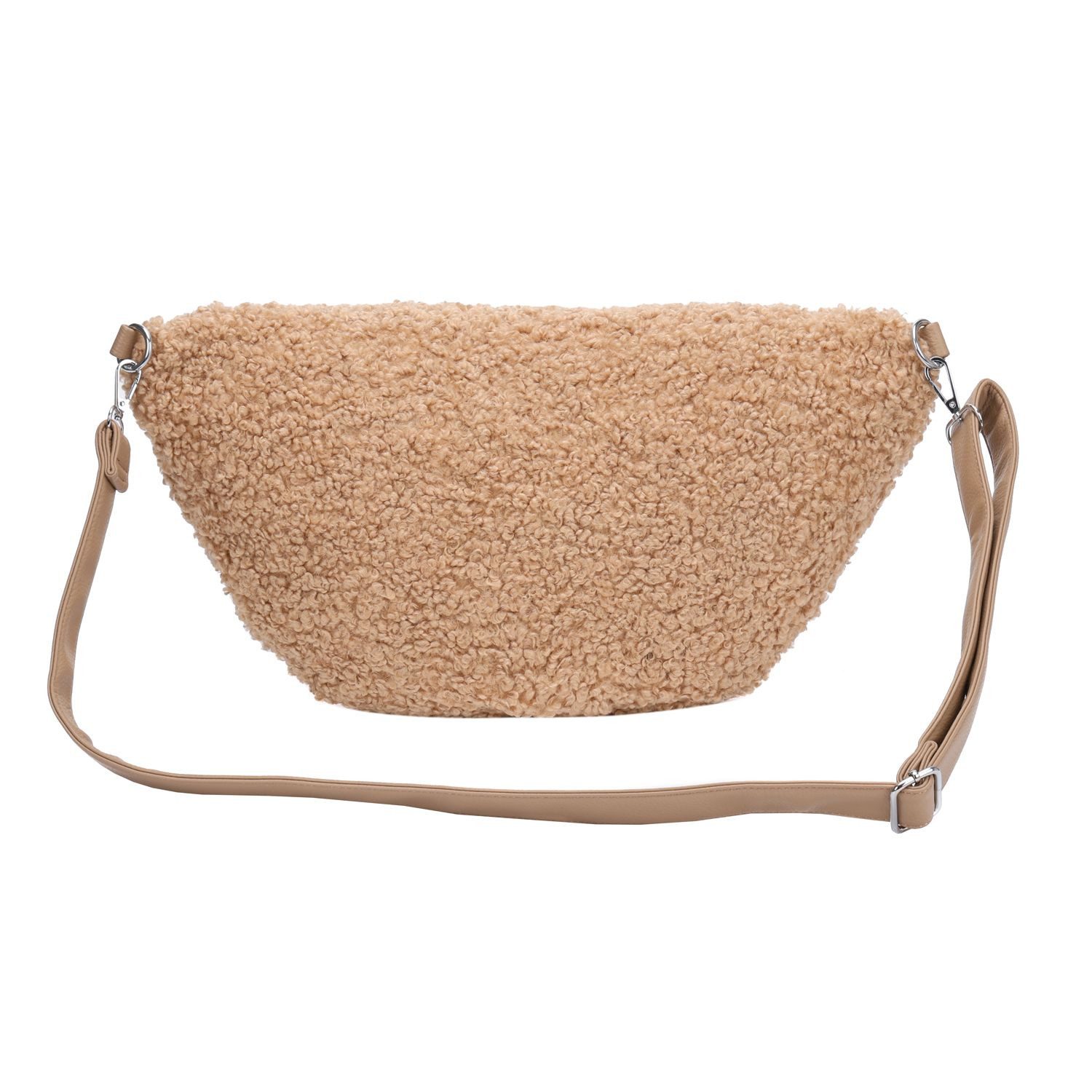 ITALYSHOP24 Schultertasche Damen XXL Teddyfell Tasche CrossBody Bauchtasche PELZTASCHE Felltasche, Body Bag Teddytasche CrossOver Umhängetasche Hüfttasche Plüsch Fell