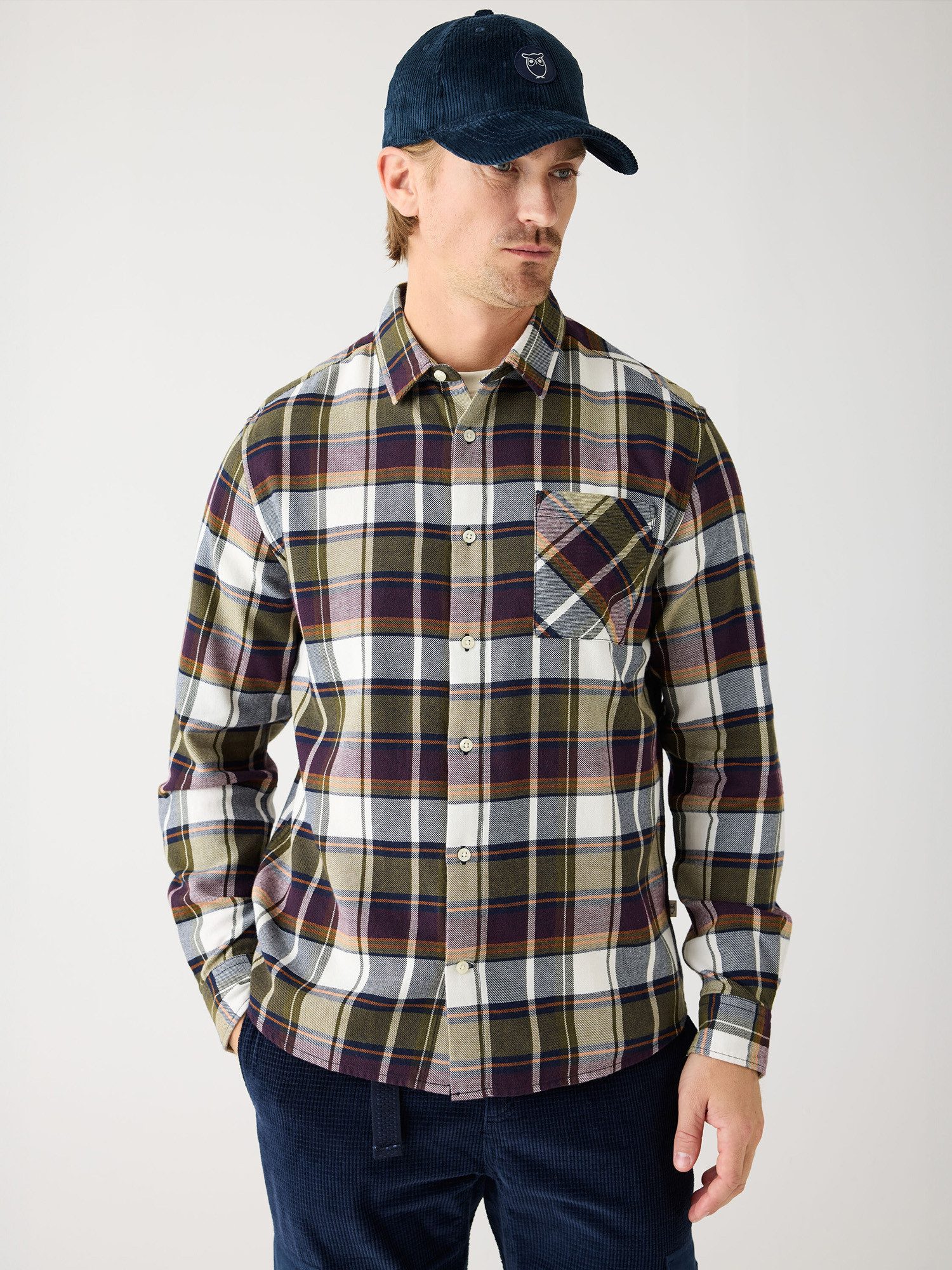 KnowledgeCotton Apparel Langarmhemd Organic Cotton Checked Flannel Shirt