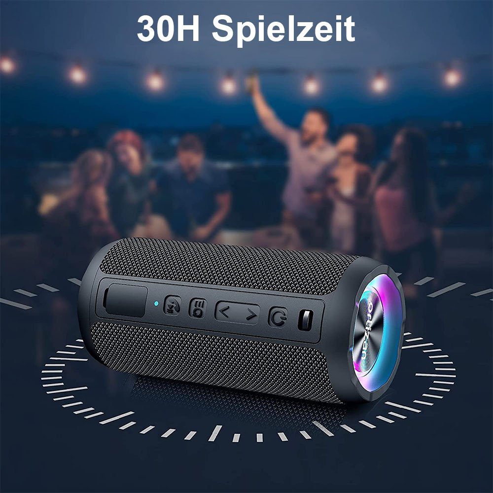 mit IPX7 Licht, MOUTEN Bluetooth-Lautsprecher Bluetooth-Lautsprecher wasserdicht, Dual-Bass-Treiber