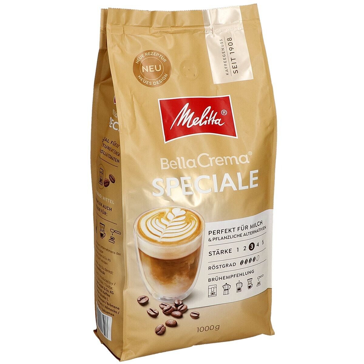 Melitta Kaffee BellaCrema® Speciale, 1000 g, 100% Arabica-Hochland-Kaffeebohnen