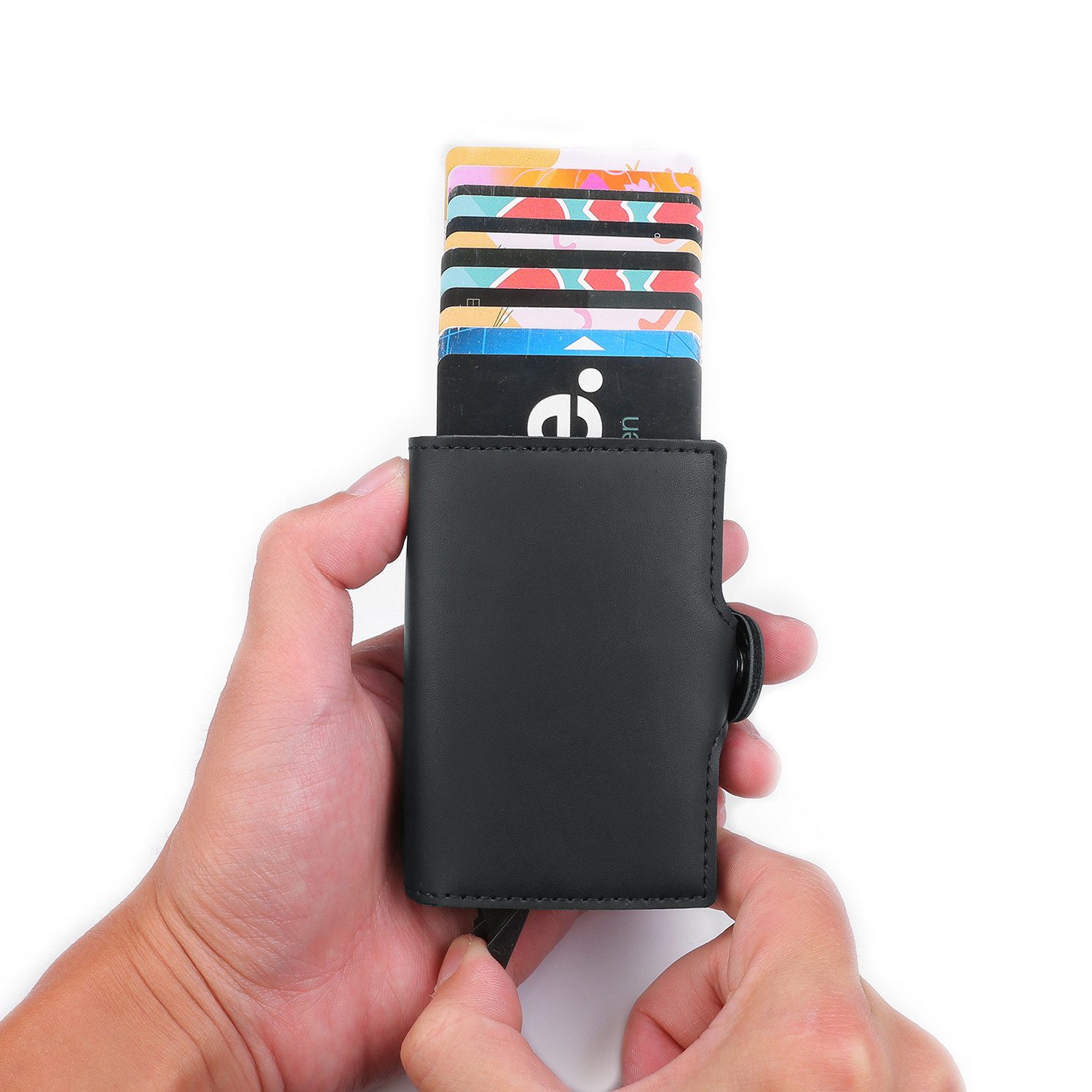 OSTWOLKE Kartenetui mit RFID Schutz Mini Geldbörse Portemonnaie Slim Leder Wallet