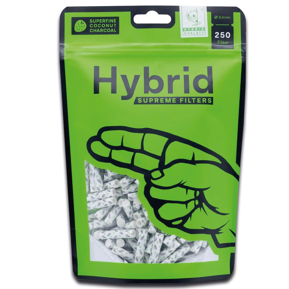 Hybrid Supreme Filters Aktivkohlefilter Aktivkohlefilter, Slim 6,4mm, Weiß, Premium Filter Tips, Hybrid Supreme Filters