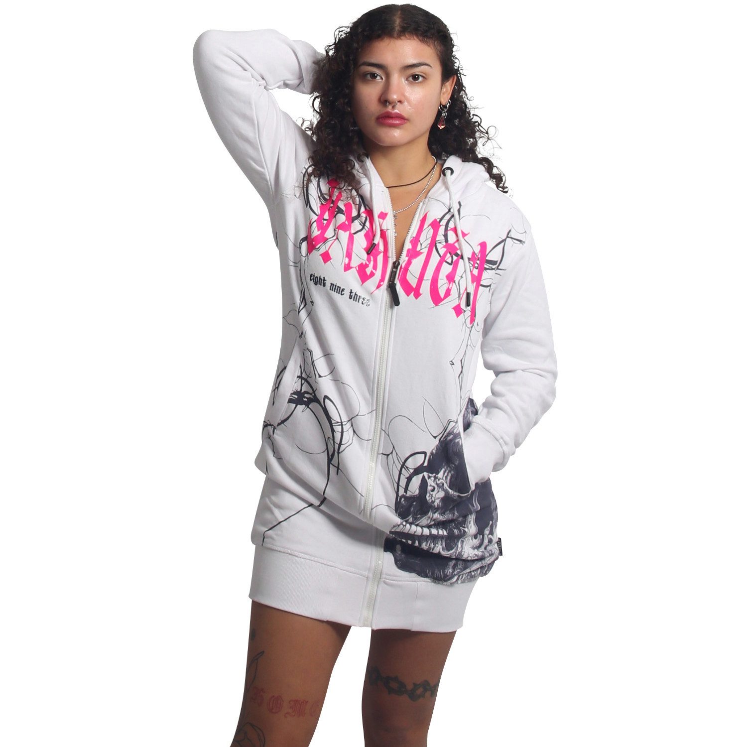 YAKUZA Kapuzensweatjacke Pareidolia mit lässigen, langen Schnitt günstig online kaufen