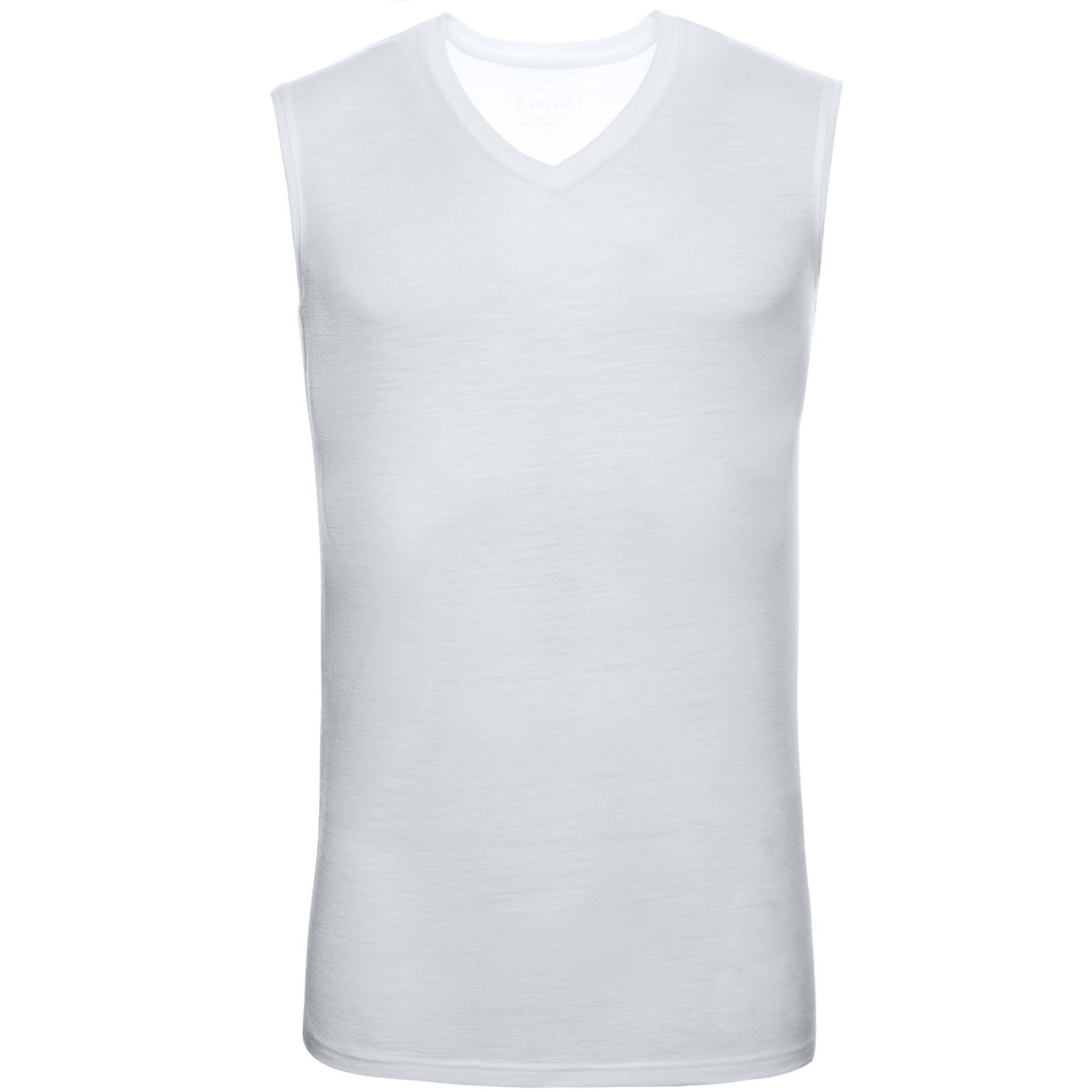 Funktionsunterhemd Merino ärmelloses Unterhemd Herren Slimfit V-Neck 150 leicht Off-White