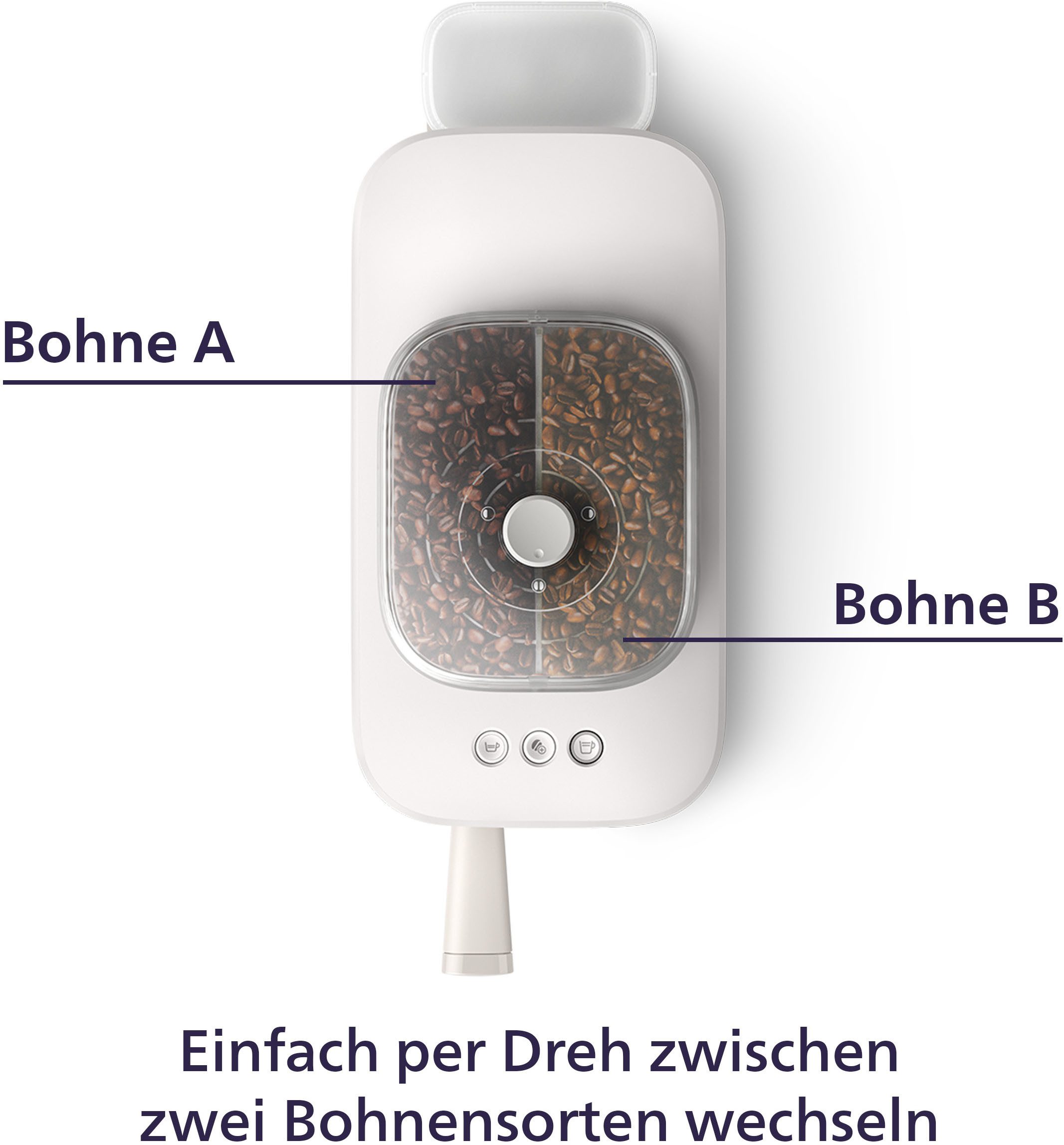 PHILIPS baristina Espressomaschine mit Bean swap BAR320/00 mit Mahlwerk für ganze Bohnen, Doppelter Bohnenbehälter, 16 bar Pumpendruck, Naturweiß​