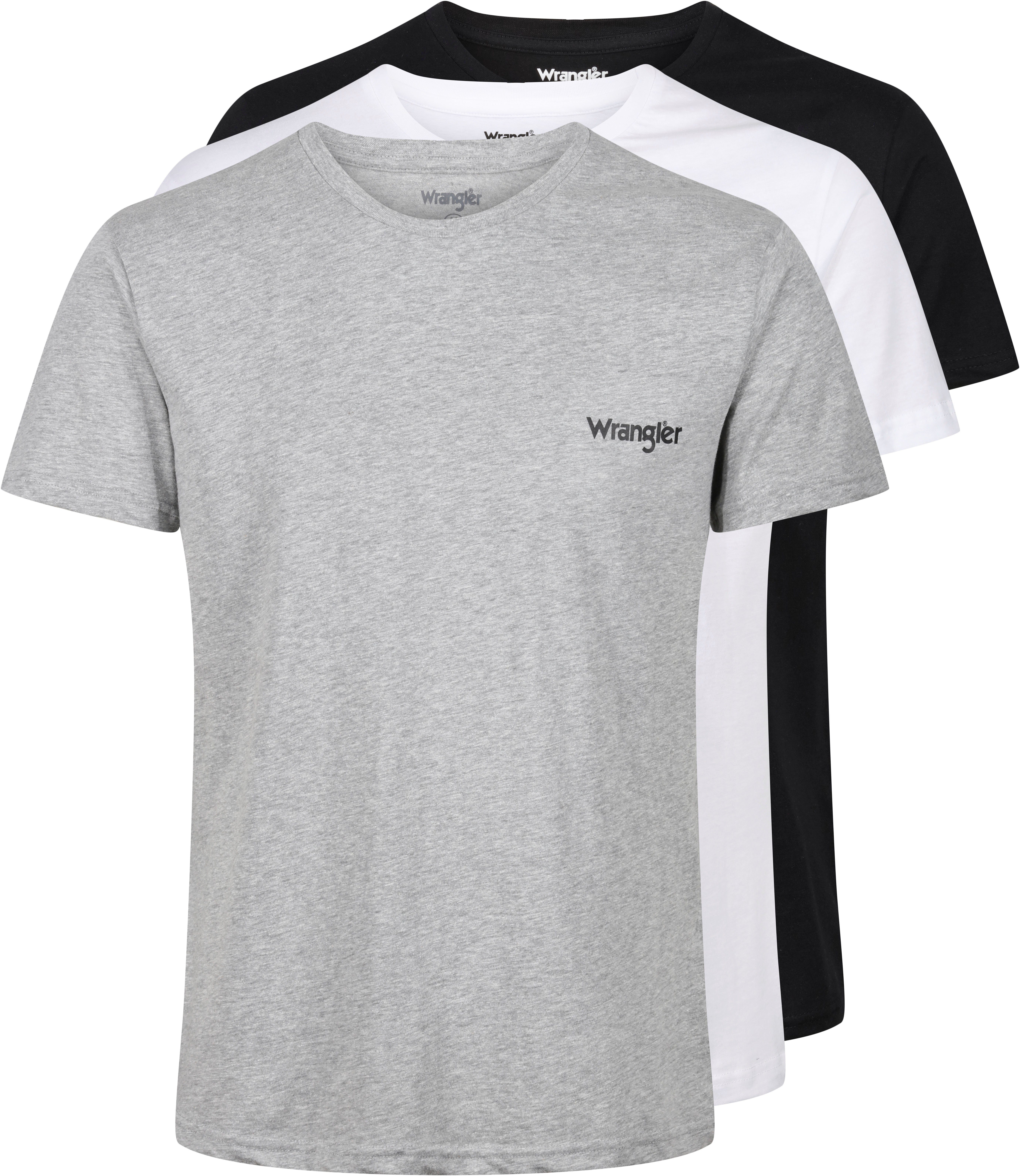 Wrangler T-Shirt FOSTER (3er-Pack) mit Logoschriftzug und Rundhalsausschnitt