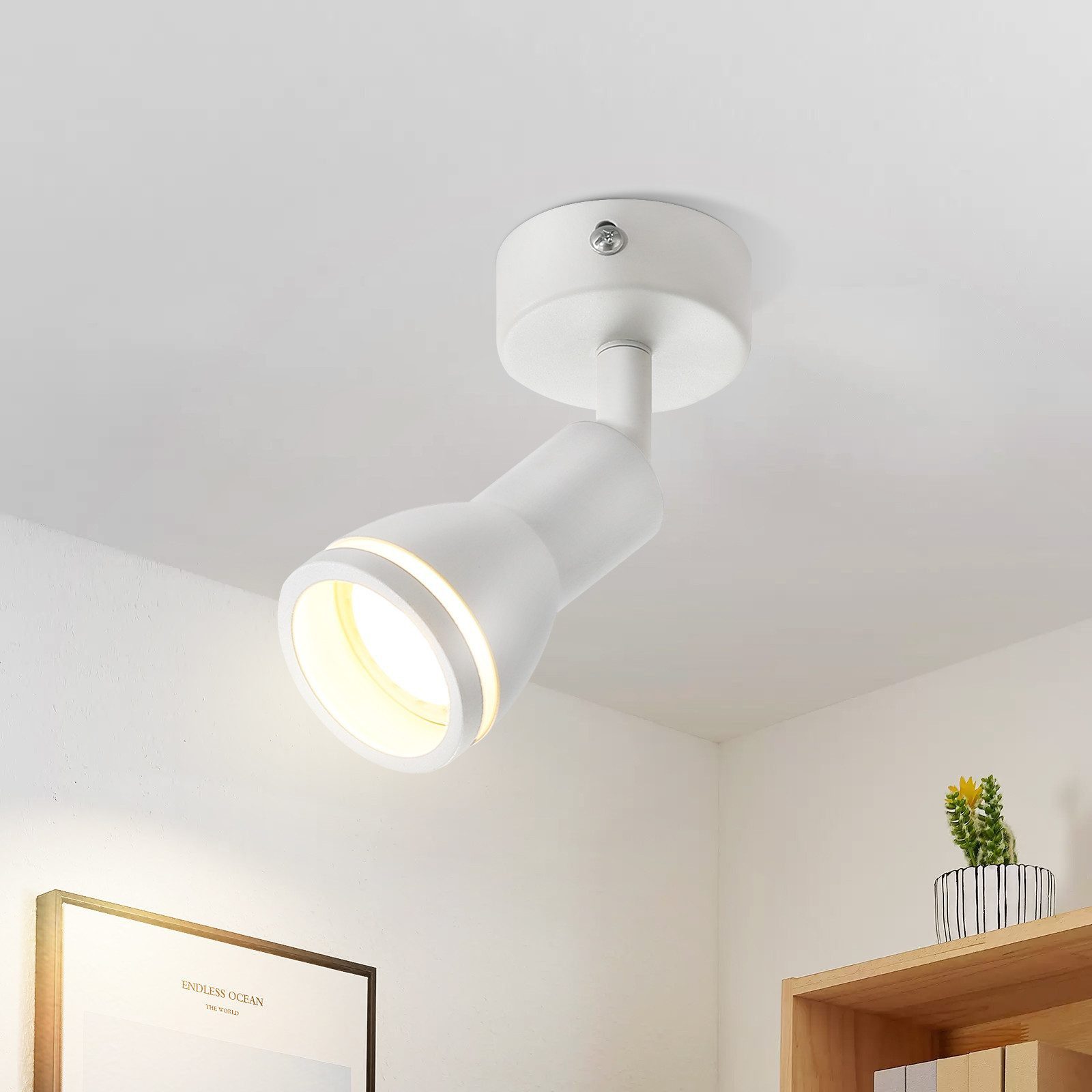 ZMH Deckenstrahler 1-Flammig GU10 Modern Deckenleuchte Metall Flurlampe für Küche Büro, ‎Anpassbar Leuchtrichtung, ohne Leuchtmittel, Schwenkbar 355° Wandstrahler Innen für Wohnzimmer Schlafzimmer
