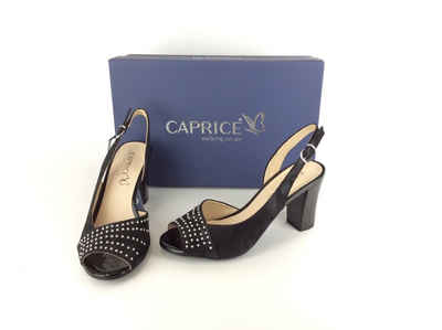 Caprice Caprice Sling Sandale schwarz mit Nieten, 7,5 cm Absatz Slingpumps