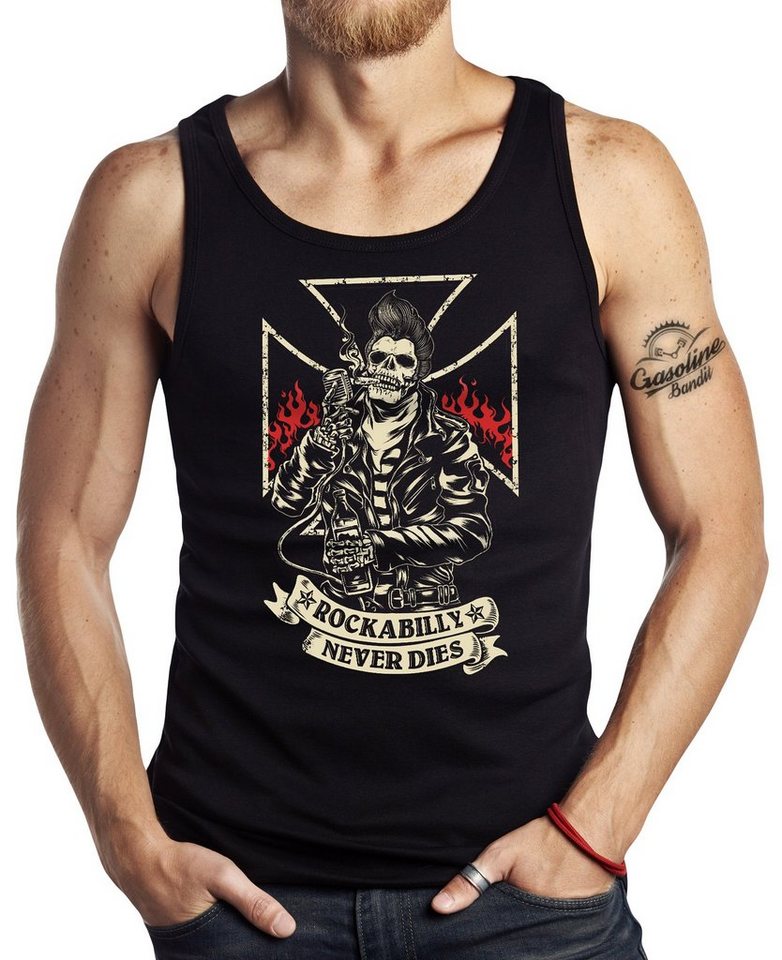 GASOLINE BANDIT® Tanktop Muskel-Shirt: Rockabilly Never Dies