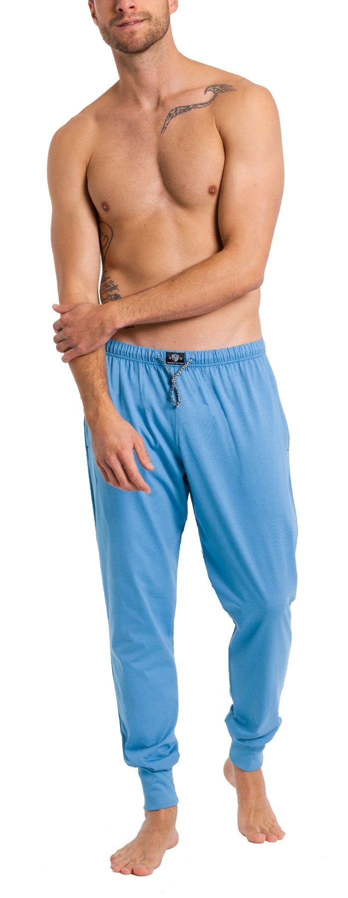 HAASIS Bodywear 1919 Pyjamahose Pyjamahose mit Bündchen 77118876-horizont (1-tlg) Optimale Passform, pflegeleicht, formbeständig, strapazierfähig