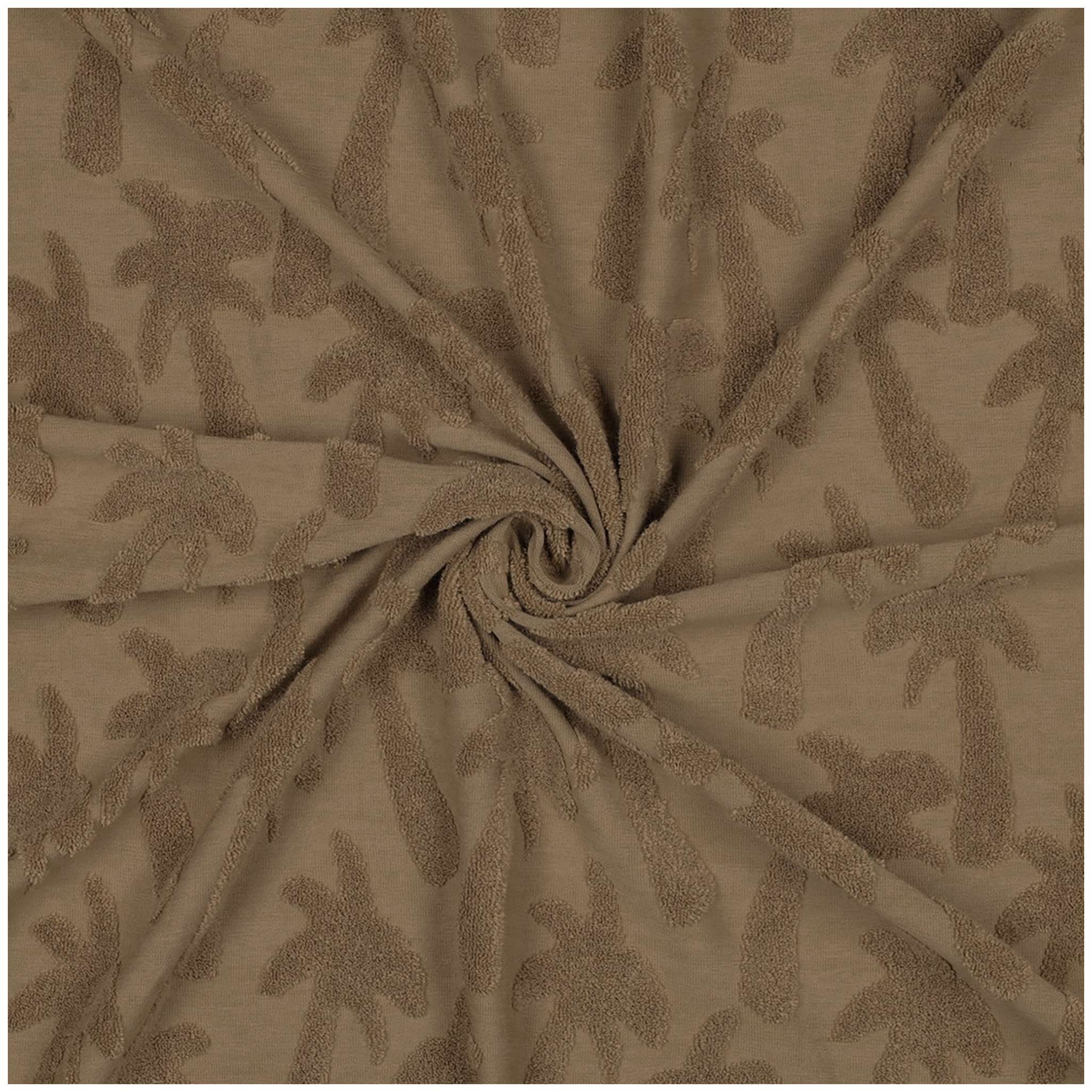 maDDma Stoff Jacquard-Frottee Palme ab 0,5mx155cm unifarben Baumwolle Frotteestoff, beige