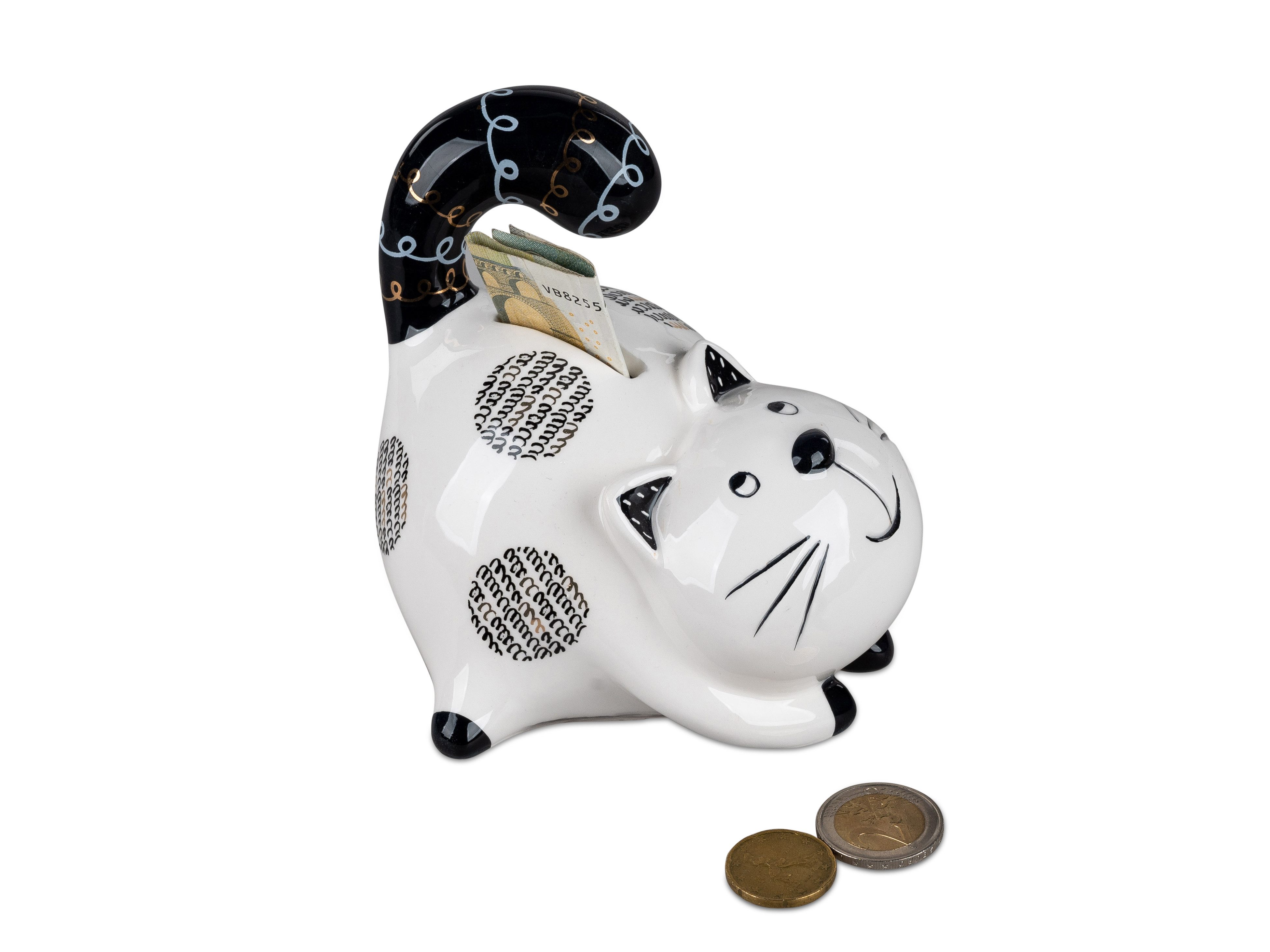 formano Spardose Sparbüchse Sparschwein Hund oder Katze aus der Trend Style Serie, Spardose aus Keramik
