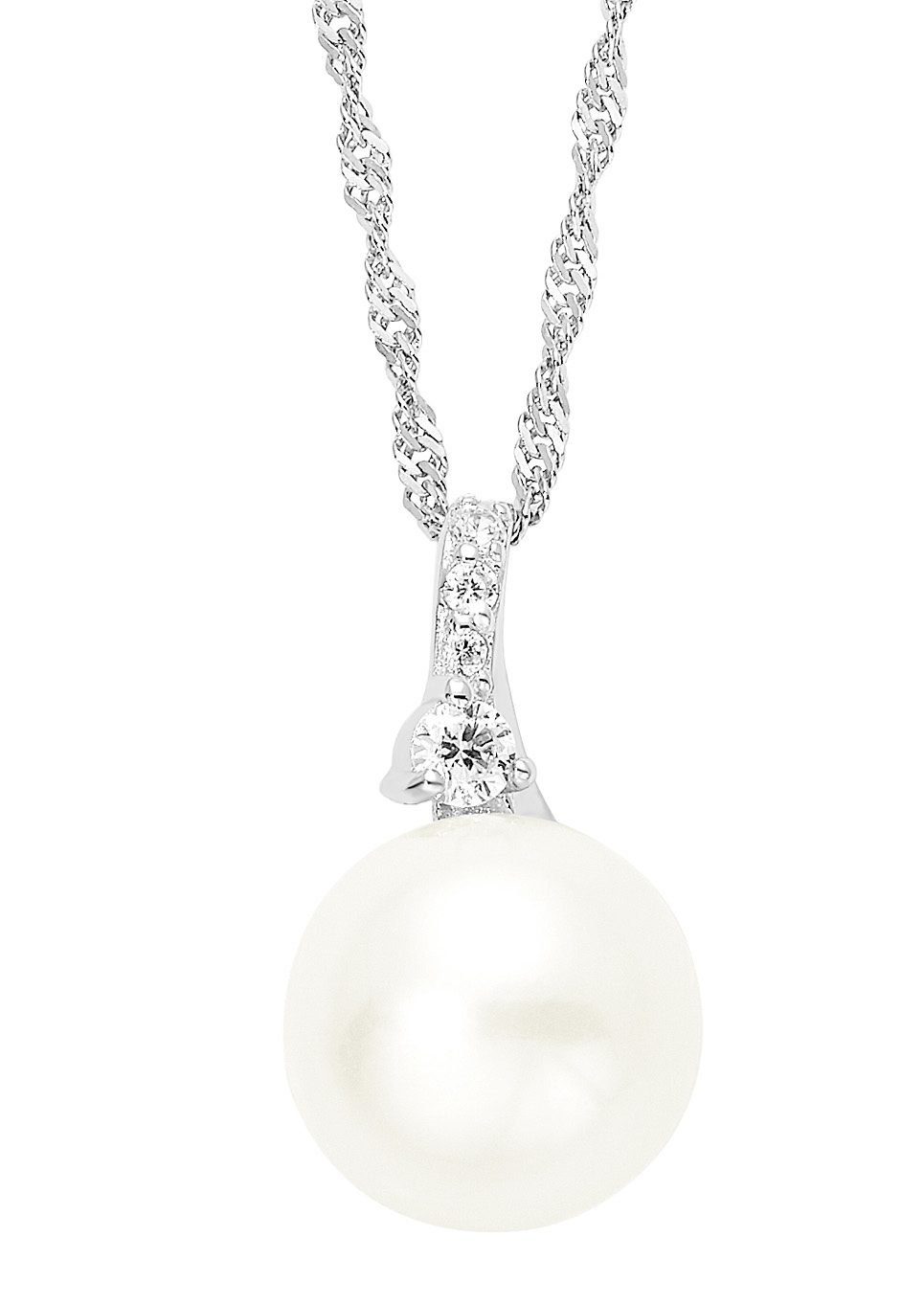 Amor Kette mit Anhänger, mit Zirkonia (synth) - mit Süßwasserzuchtperle