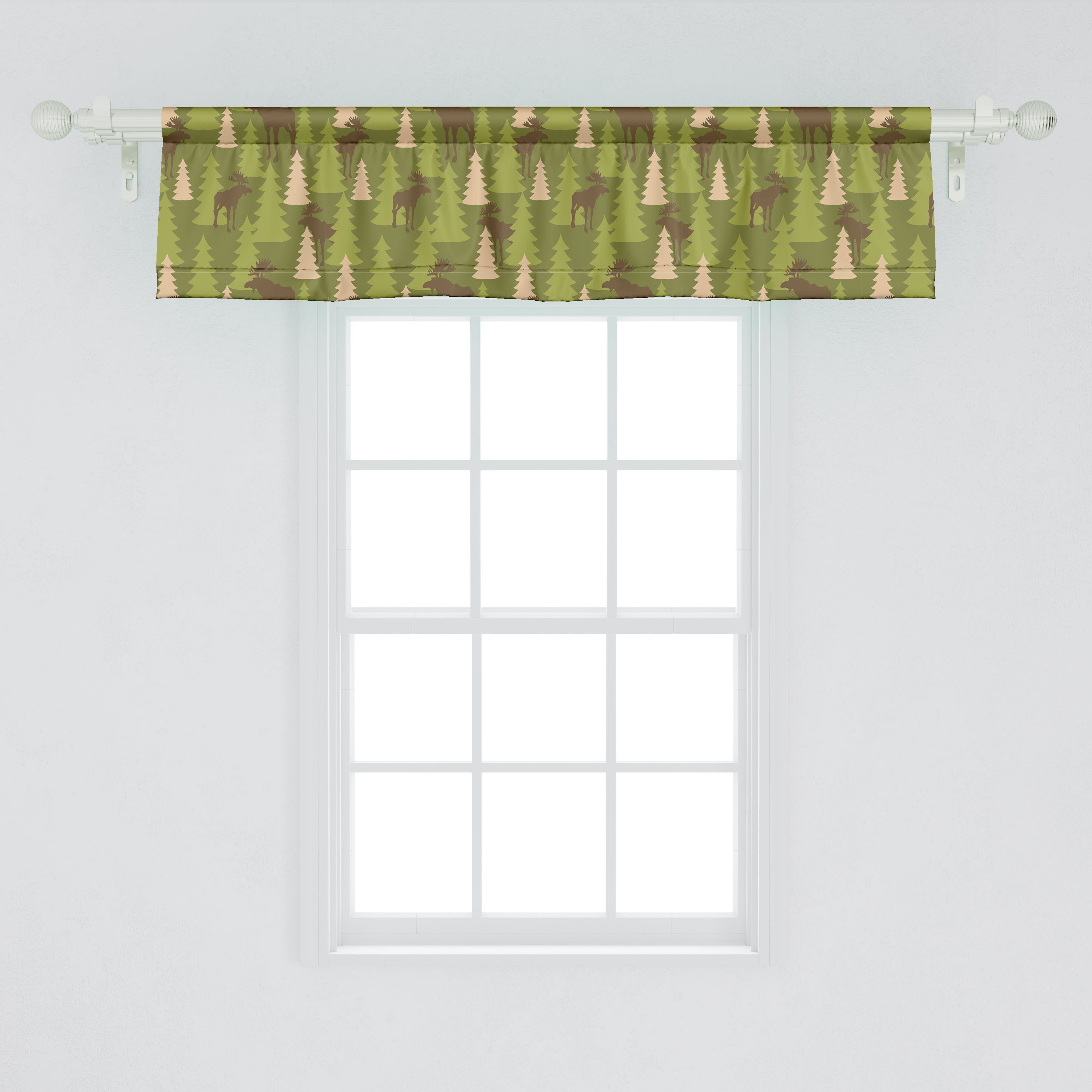 Scheibengardine Schlafzimmer Dekor Abakuhaus, Vorhang Volant mit Hirsch für Moose Waldbewohner Küche Stangentasche, Microfaser,