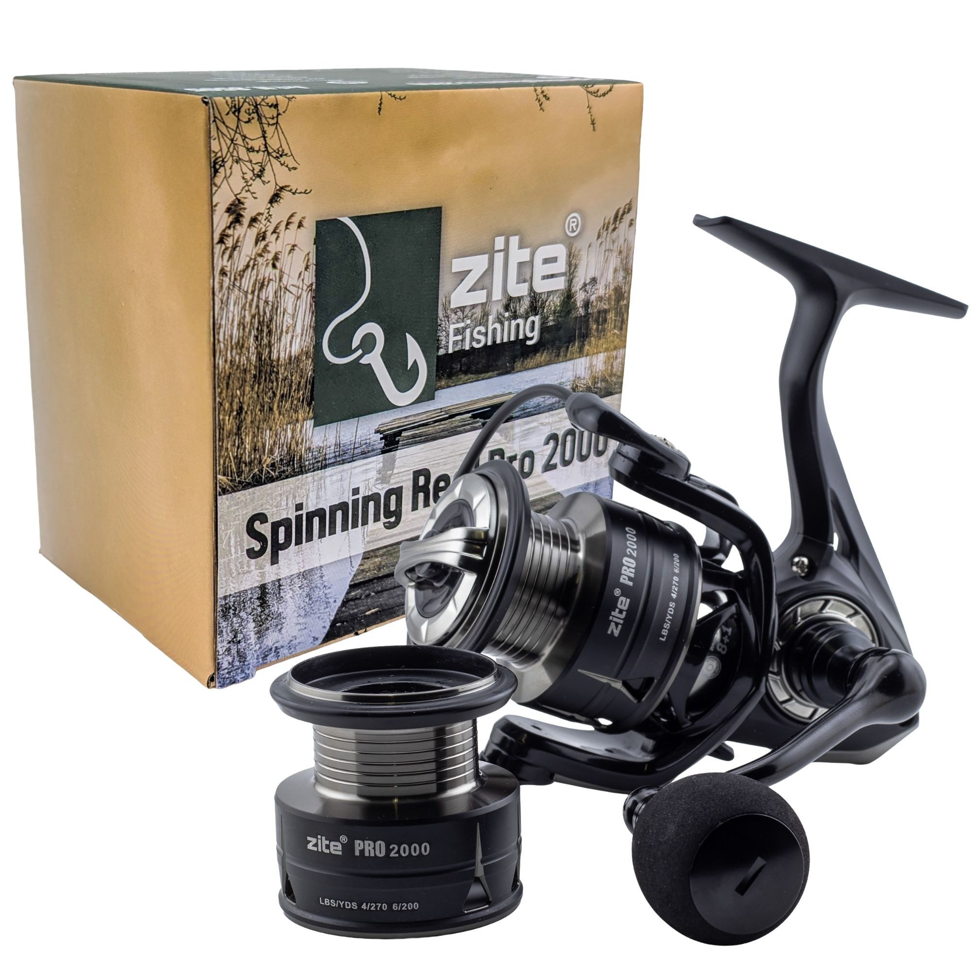 Zite Spinnrolle Spinning Reel Pro 2000/3000/4000 - Spinnrolle mit Frontbremse 8+1)