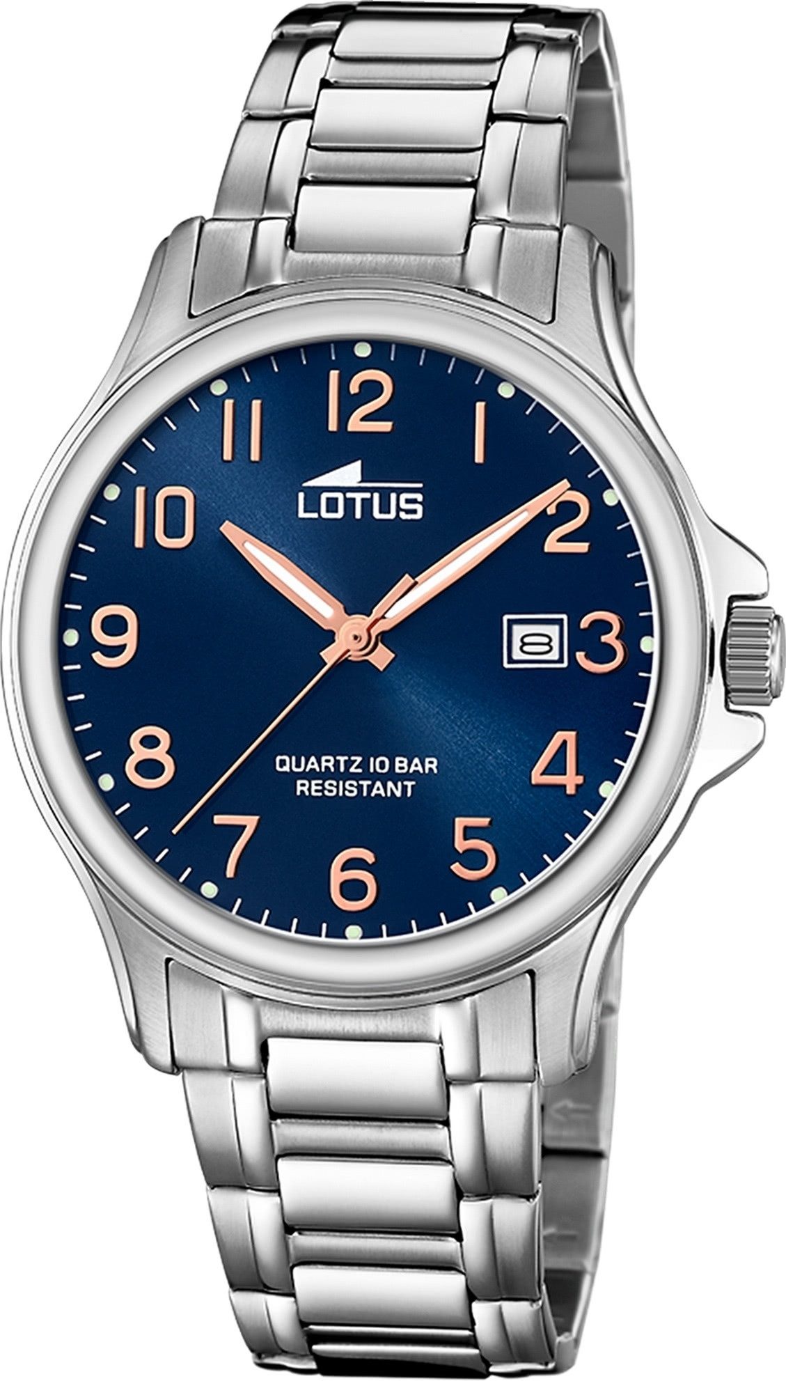 Lotus Quarzuhr Lotus Herrenuhr Excellent Armbanduhr, (Analoguhr), Herren Armbanduhr rund, groß (ca. 40mm), Edelstahl, Luxus