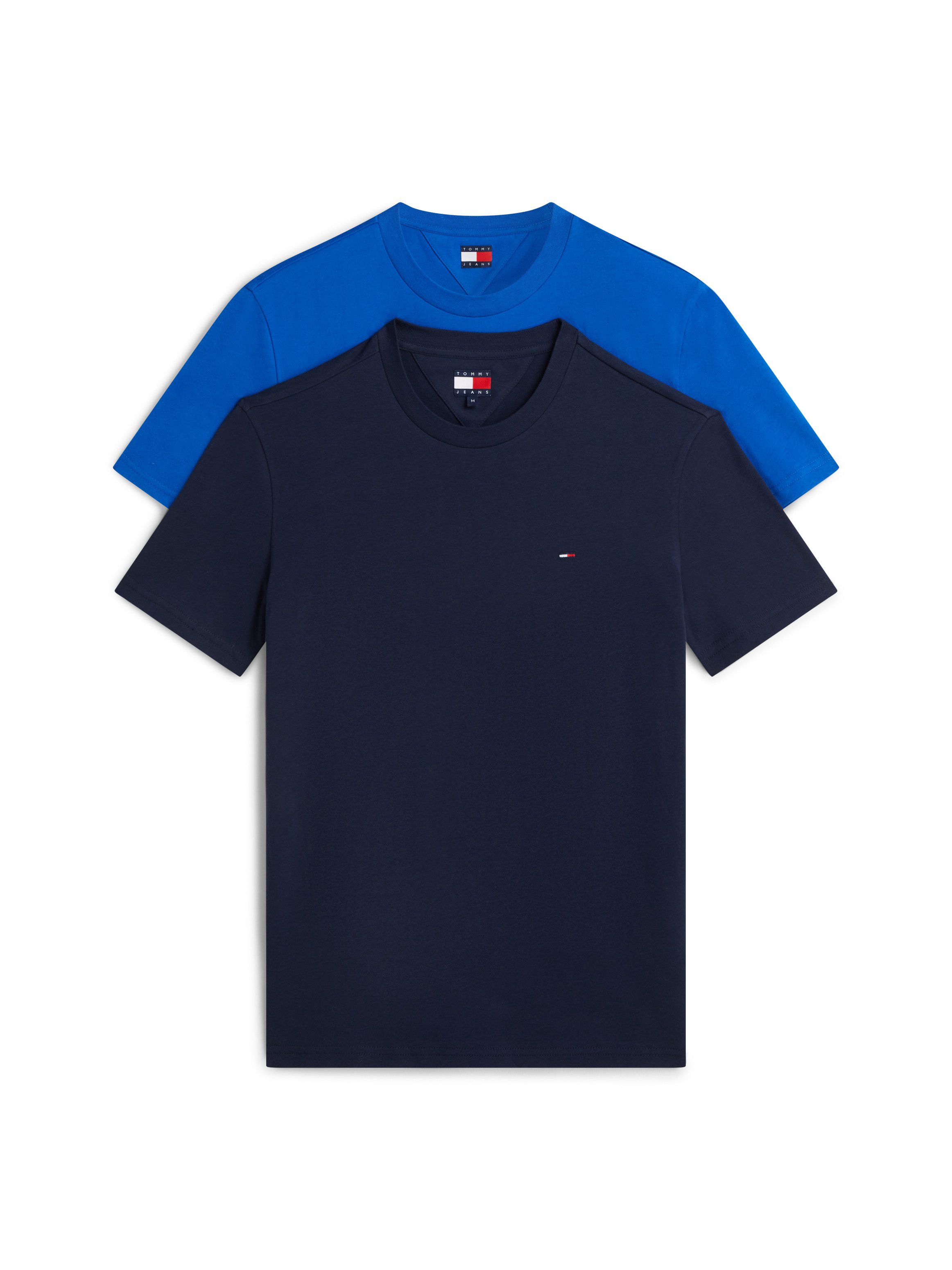 Tommy Jeans Rundhalsshirt TJM XSLIM 2PACK JERSEY TEE EXT (Packung, 2er-Pack) Logostickerei, 2Pack