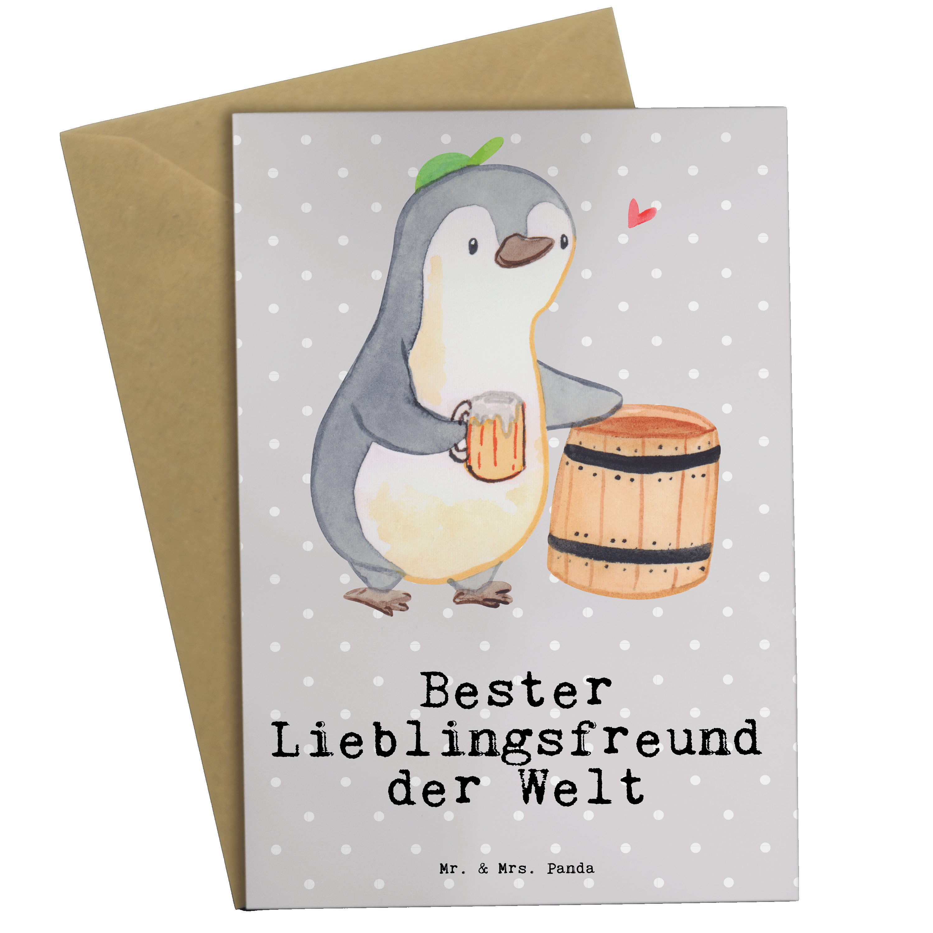 Mr. & Mrs. Panda Grußkarte Pinguin Bester Lieblingsfreund der Welt - Grau Pastell - Geschenk, Ge