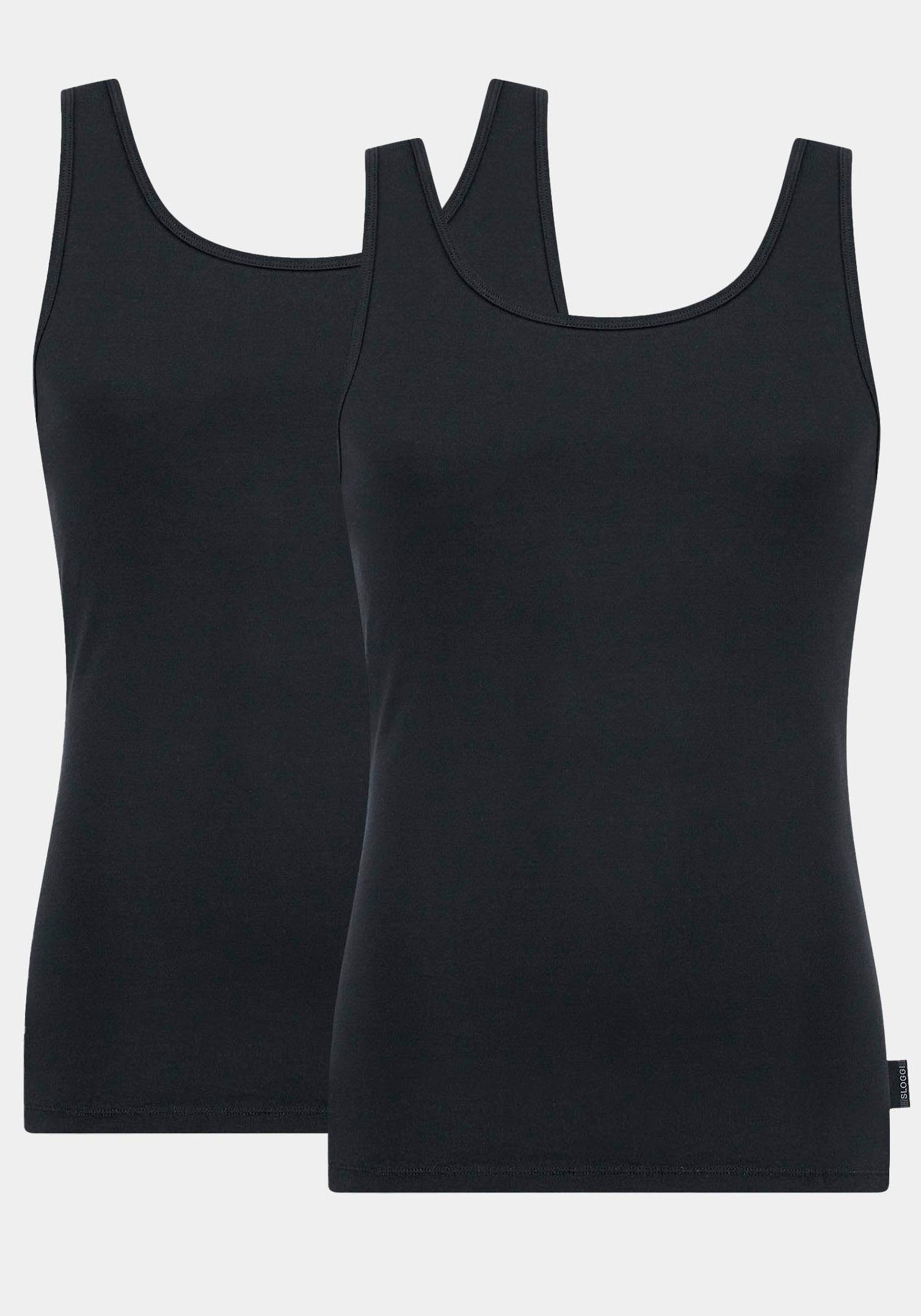 Sloggi BLACK SH Vest (Packung, Tank-Top 24/7 Unterhemd 02 2-St) Achselhemd,