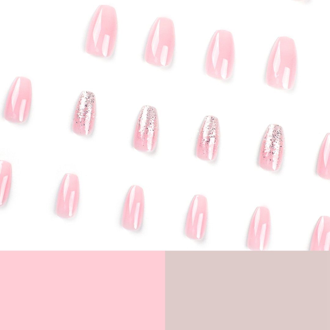 Kunstfingernägel Frauennägel, weißer 24 rosa und Künstliche Stück, 1-tlg. Farbverlauf, TUABUR