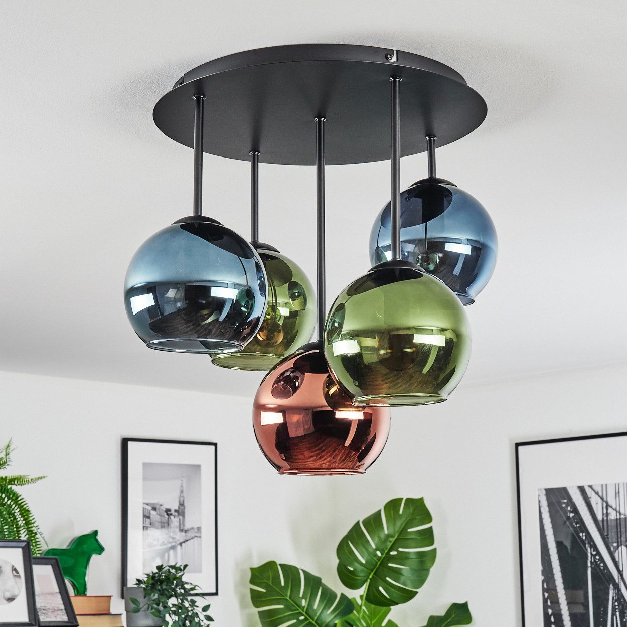 hofstein Deckenleuchte Deckenlampe aus Metall/Glas in günstig online kaufen
