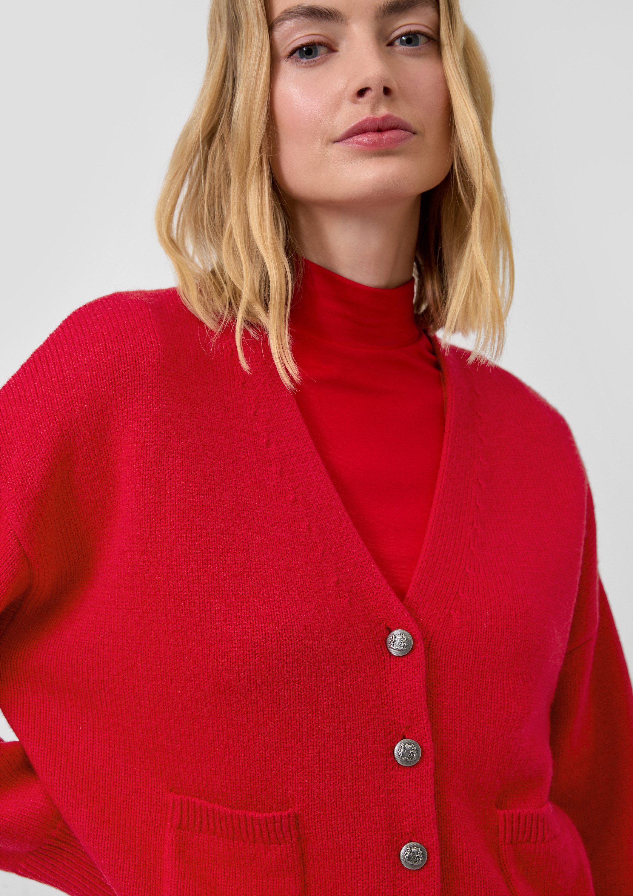 s.Oliver Cardigan Strickjacke Cardigan aus Wollmix mit Metall-Knöpfen