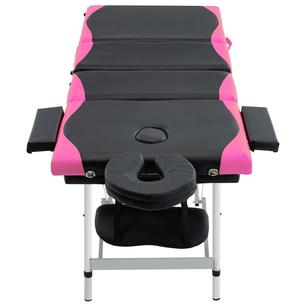 vidaXL Massageliege Massageliege Klappbar 4-Zonen Aluminiumgestell Schwarz und Rosa