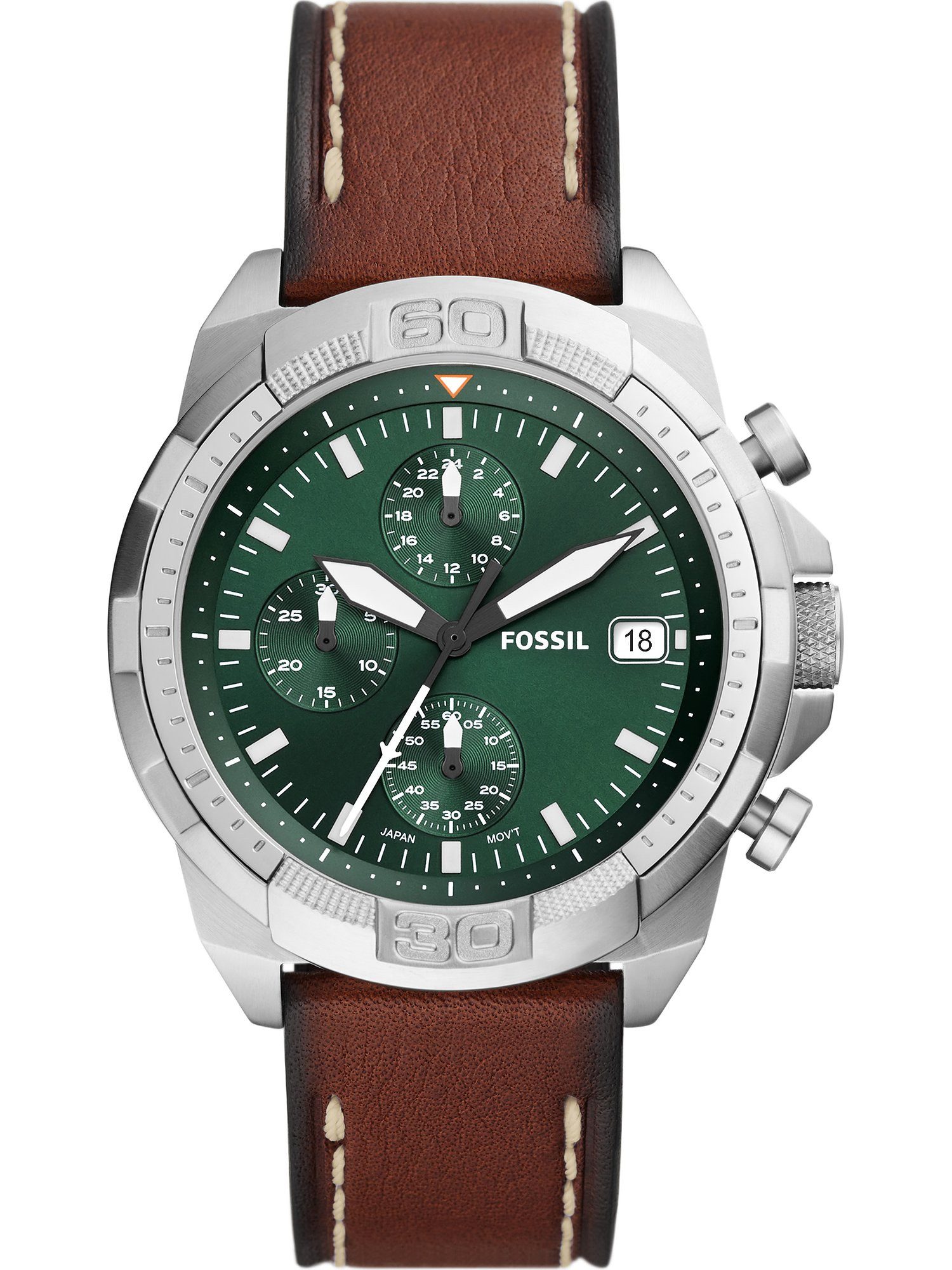 Fossil Chronograph Fossil Herren-Uhren Analog Quarz, Farbe: silber