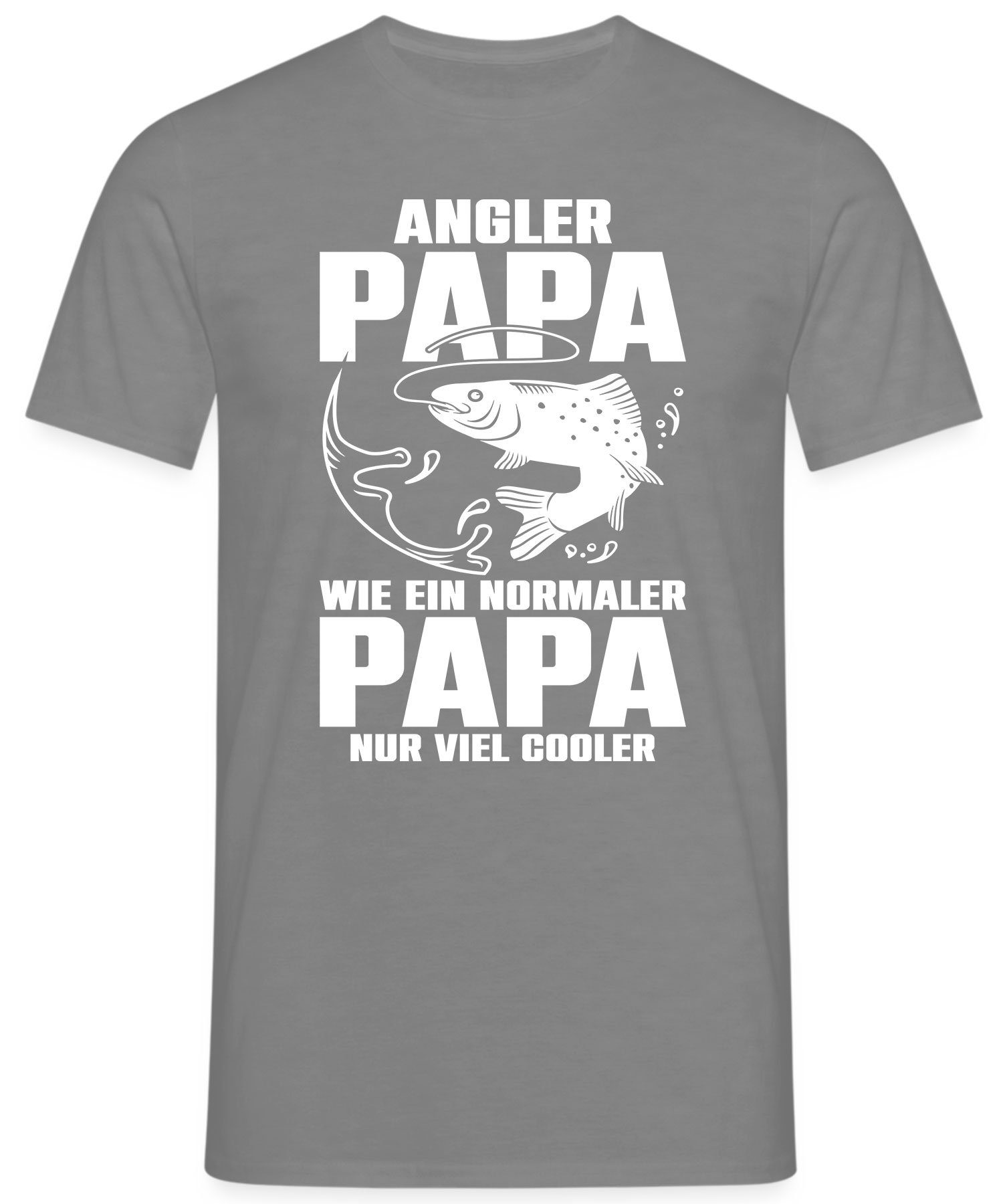 Quattro Formatee Kurzarmshirt Cooler Angler Vater - Papa Vatertag Grau Heather Herren T-Shirt (1-tlg)