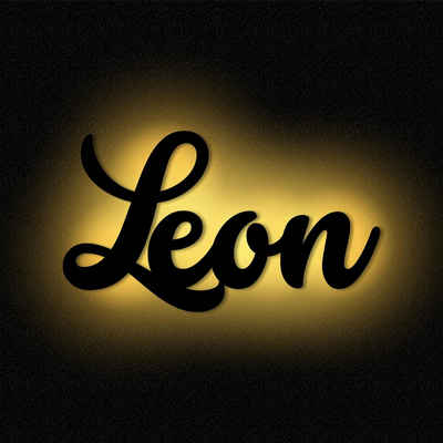 Namofactur LED Dekolicht Name Leon Deko Licht Kinder & Erwachsene Wandlampe I MDF Holz, LED fest integriert, Warmweiß