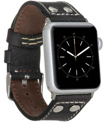 Burkley Wechselarmband »Apple Watch Vintage Leder Wechsel-Armband BA5TN«, kompatibel mit Apple Watch Series 1-6 in 42/44mm
