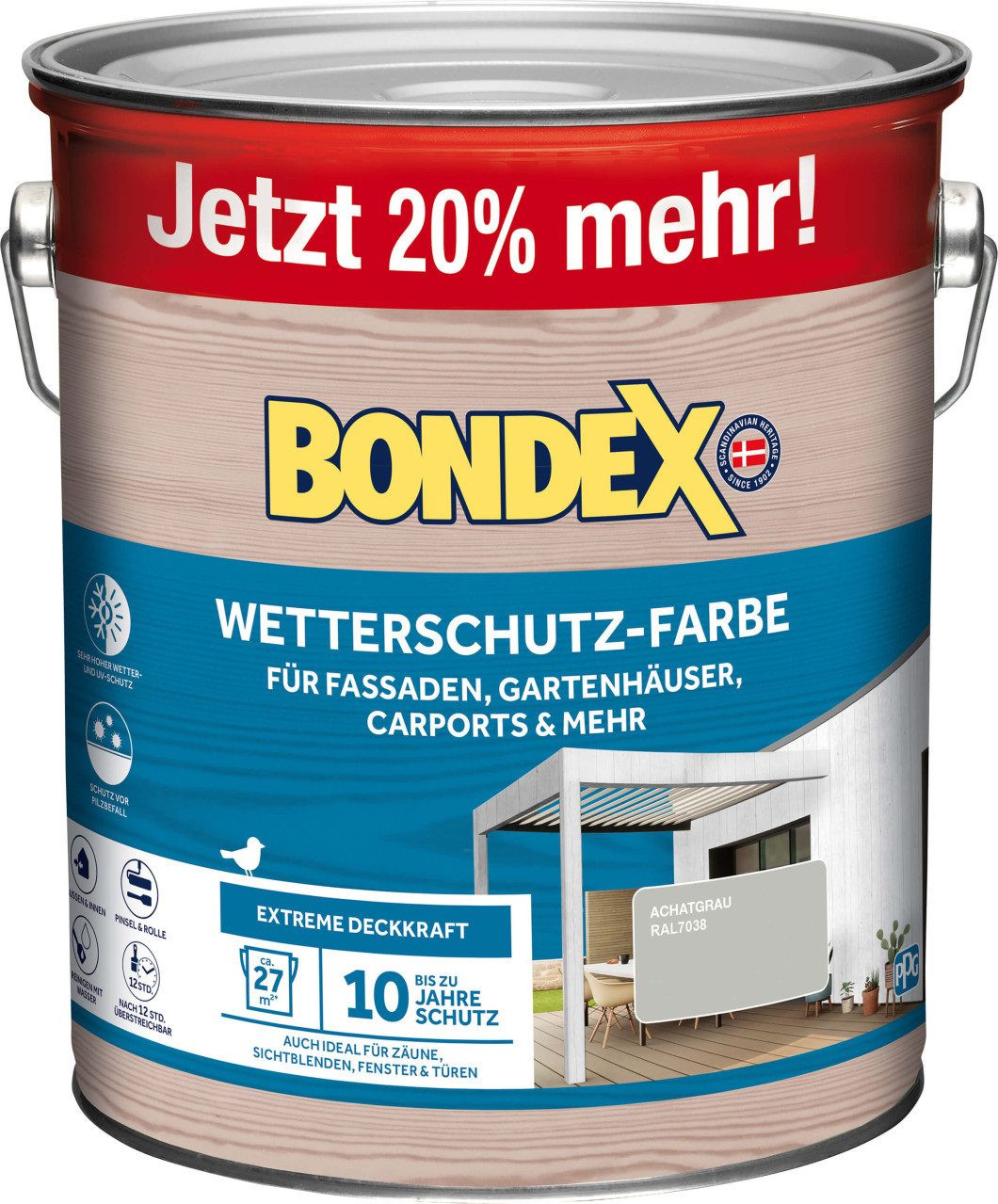 Bondex Holzschutzlasur Bondex Wetterschutzfarbe achatgrau 3 L