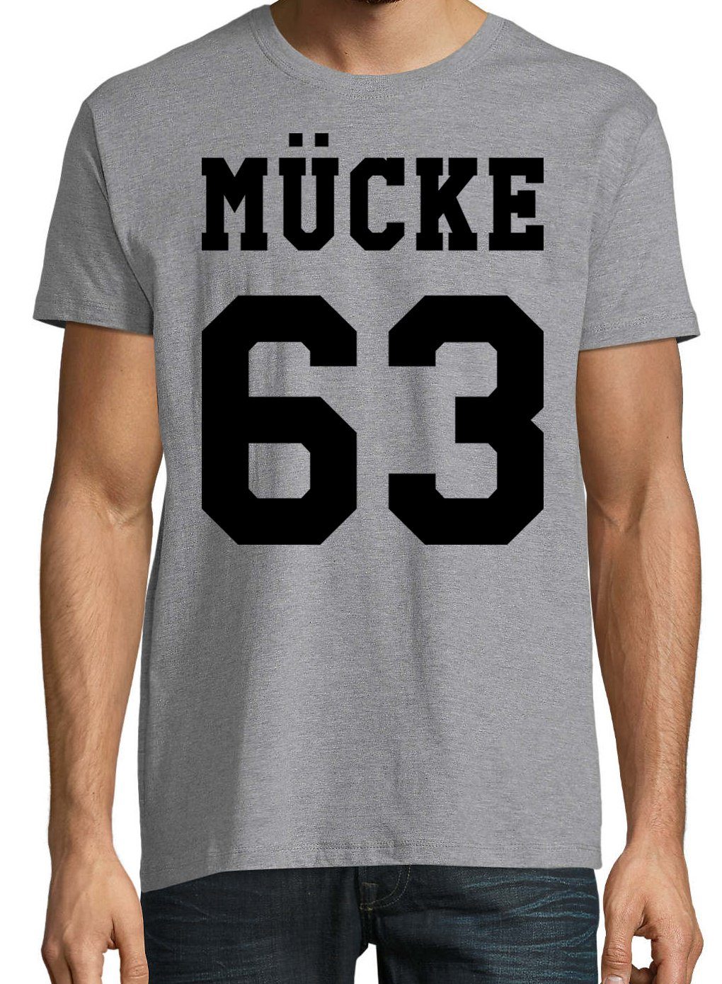 modischem T-Shirt Herren Spruch Aufdruck Youth Grau Shirt 63 Designz mit Mücke