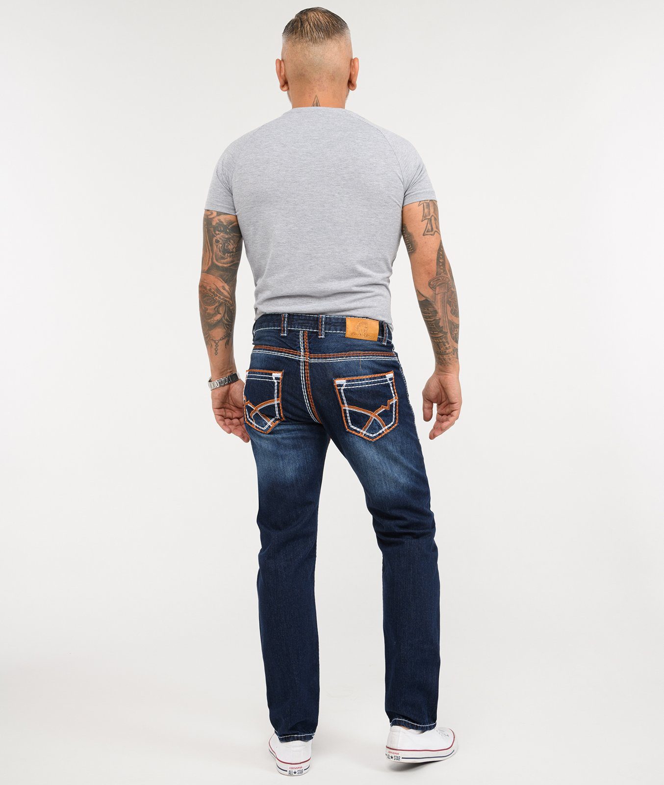 Rock Creek Straight-Jeans Herren Jeans Stonewashed RC-2167 Dunkelblau