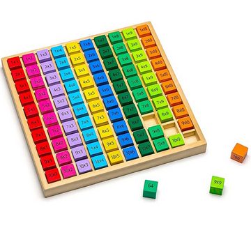 autolock Lernspielzeug 1x1 Multiplikationsbrett,Einmaleins Holzrechenbrett Mehrfarbig