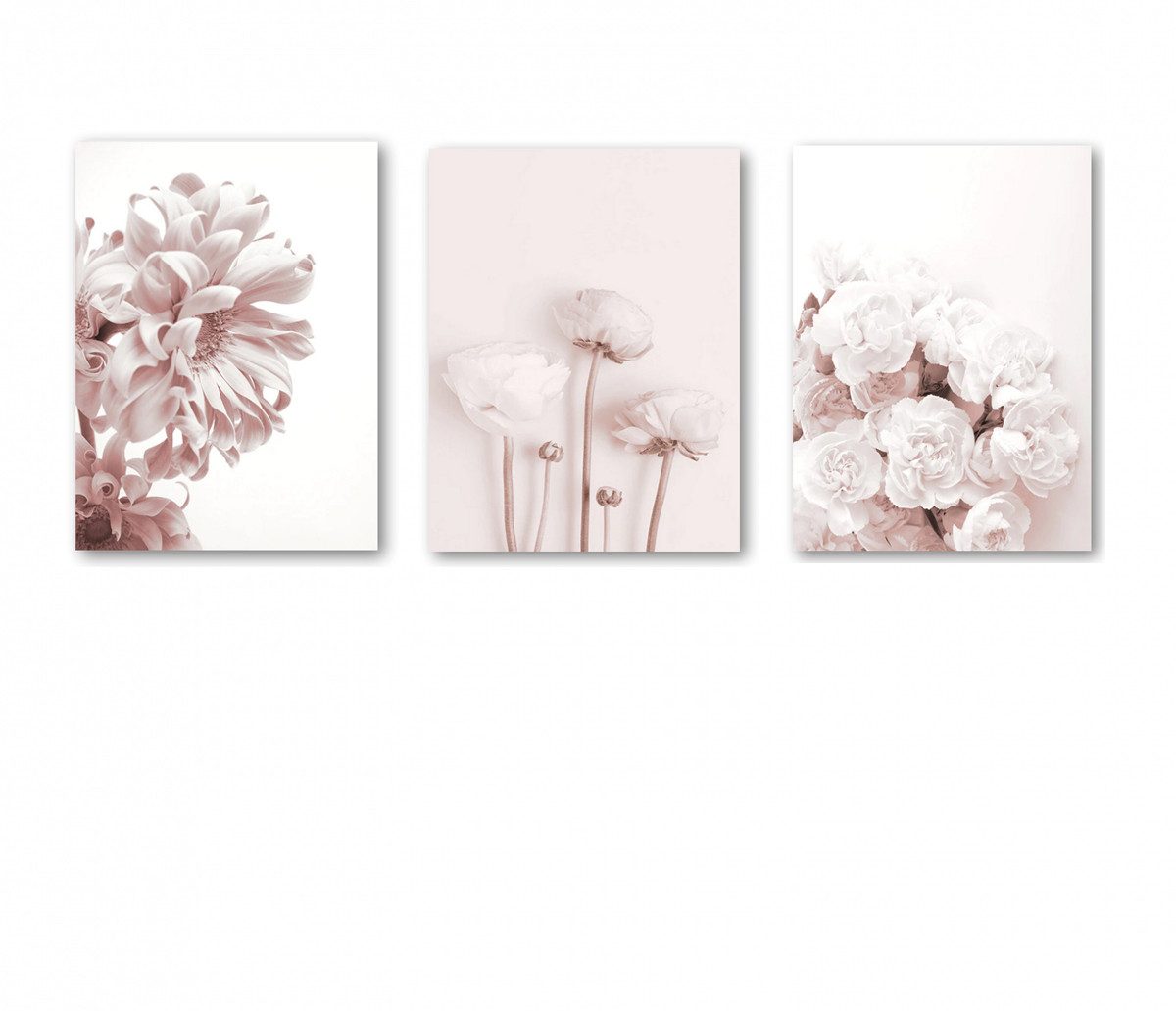 TPFLiving Kunstdruck (OHNE RAHMEN) Poster - Leinwand - Wandbild, Rosa Blumen und Blüten - Wanddeko Wohnzimmer - (13 verschiedene Größen zur Auswahl - Auch im günstigen 3-er Set), Farben: Pink und Weiß - Größe: 15x20cm