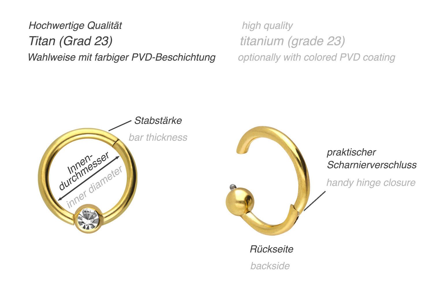 PIERCINGLINE Nasenpiercing Titan Segmentring Clicker KRISTALL Ohrpiercing S günstig online kaufen