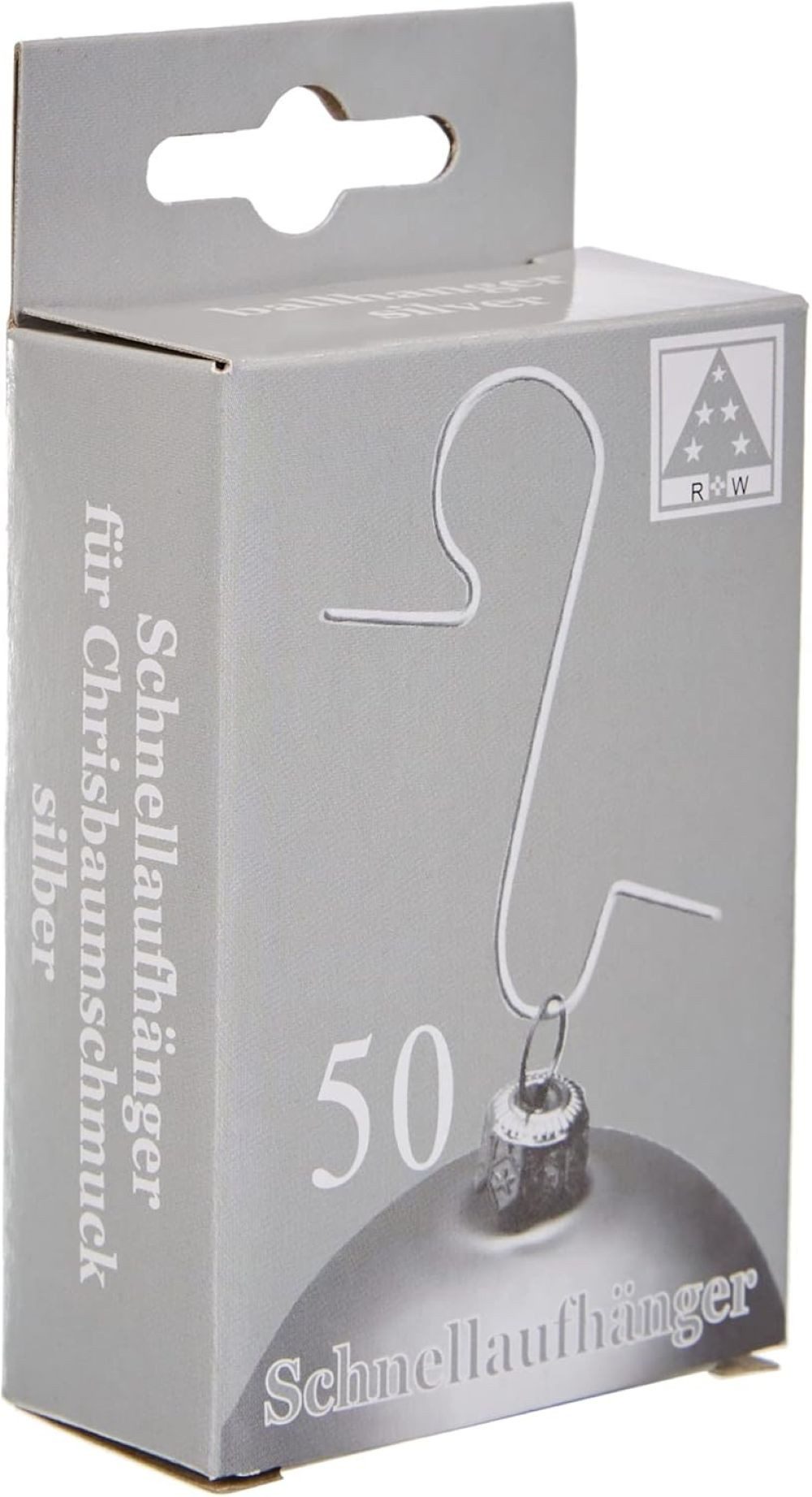 Weihnachtsbaumkugel Kugel-Aufhänger in Box, 50 Stück Silber