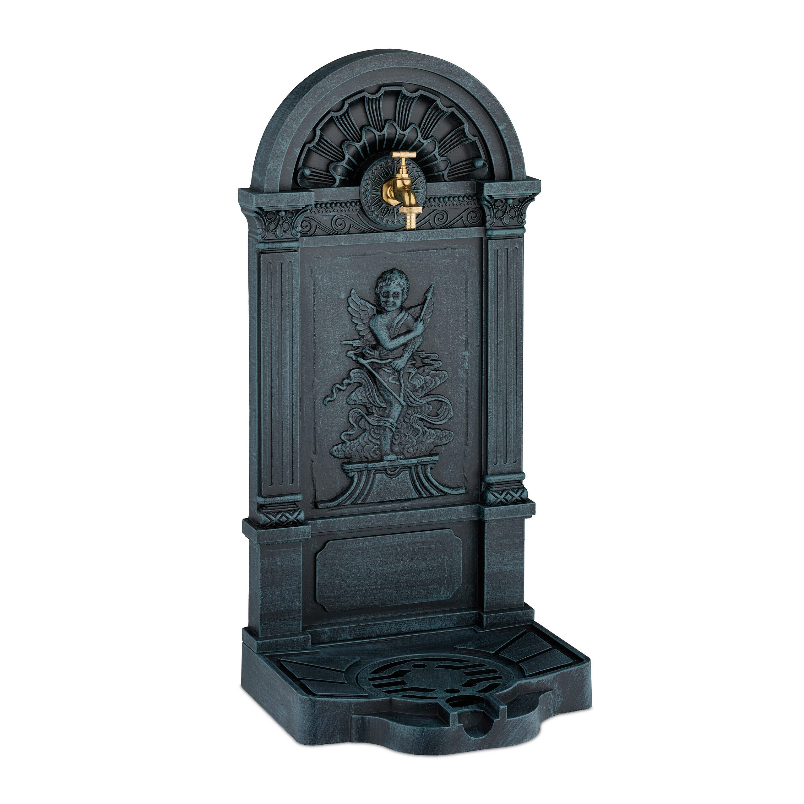 relaxdays Gartenbrunnen Standbrunnen im Engel-Design, Grau günstig online kaufen