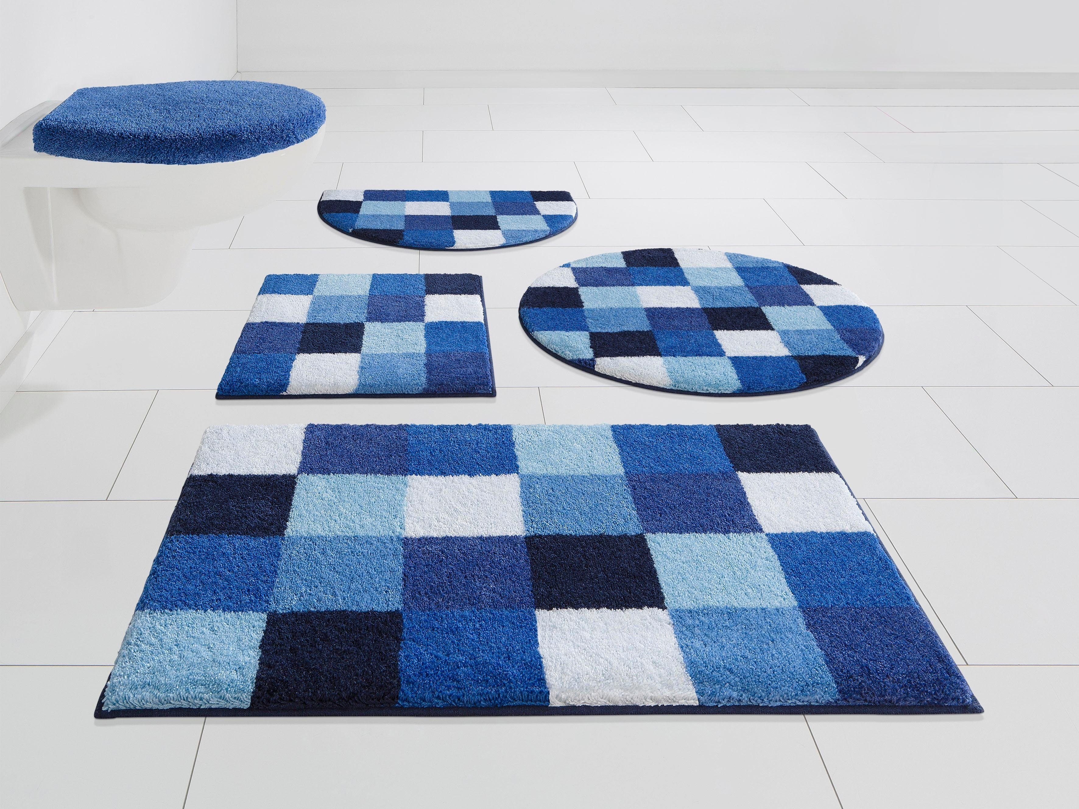 Grund Badematte Mosaik, Badvorleger, Badezimmer Teppich, sehr weich, Höhe 20 mm, rutschhemmend beschichtet, fußbodenheizungsgeeignet, Kunstfaser, rechteckig, angenehm weich, auch als 3 teiliges Set erhältlich, Made in Europe